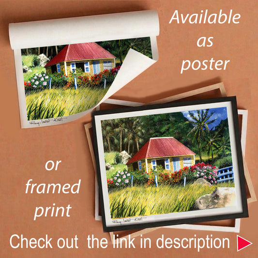 St Barth Watercolor Print – Case Jaune – Caribbean Wall Art