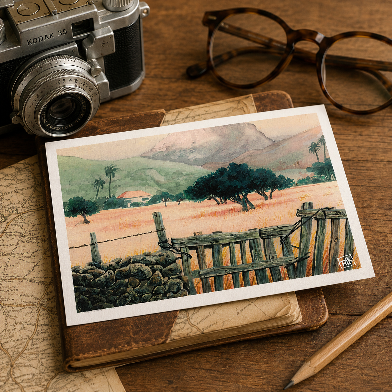 Postal Card - Salines – St-Barth - original watercolor print - Caribbean Art Print