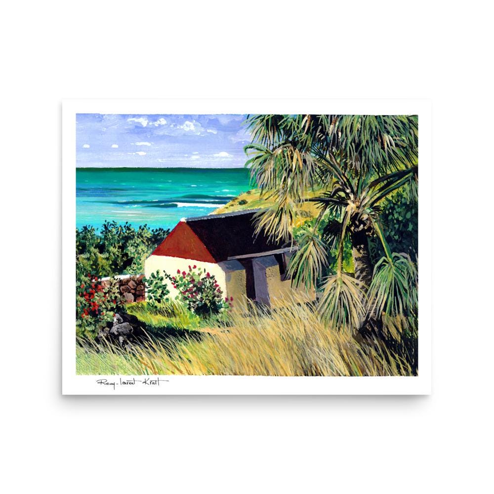 St Barth Watercolor Print – Grand Cul de Sac – Caribbean Wall Art