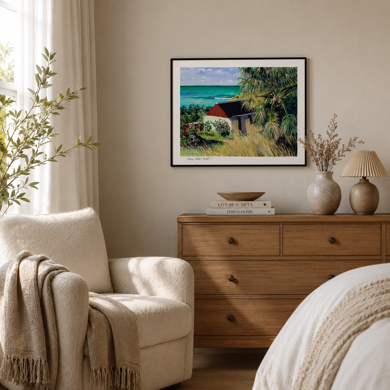 St Barth Watercolor Print – Grand Cul de Sac – Caribbean Wall Art