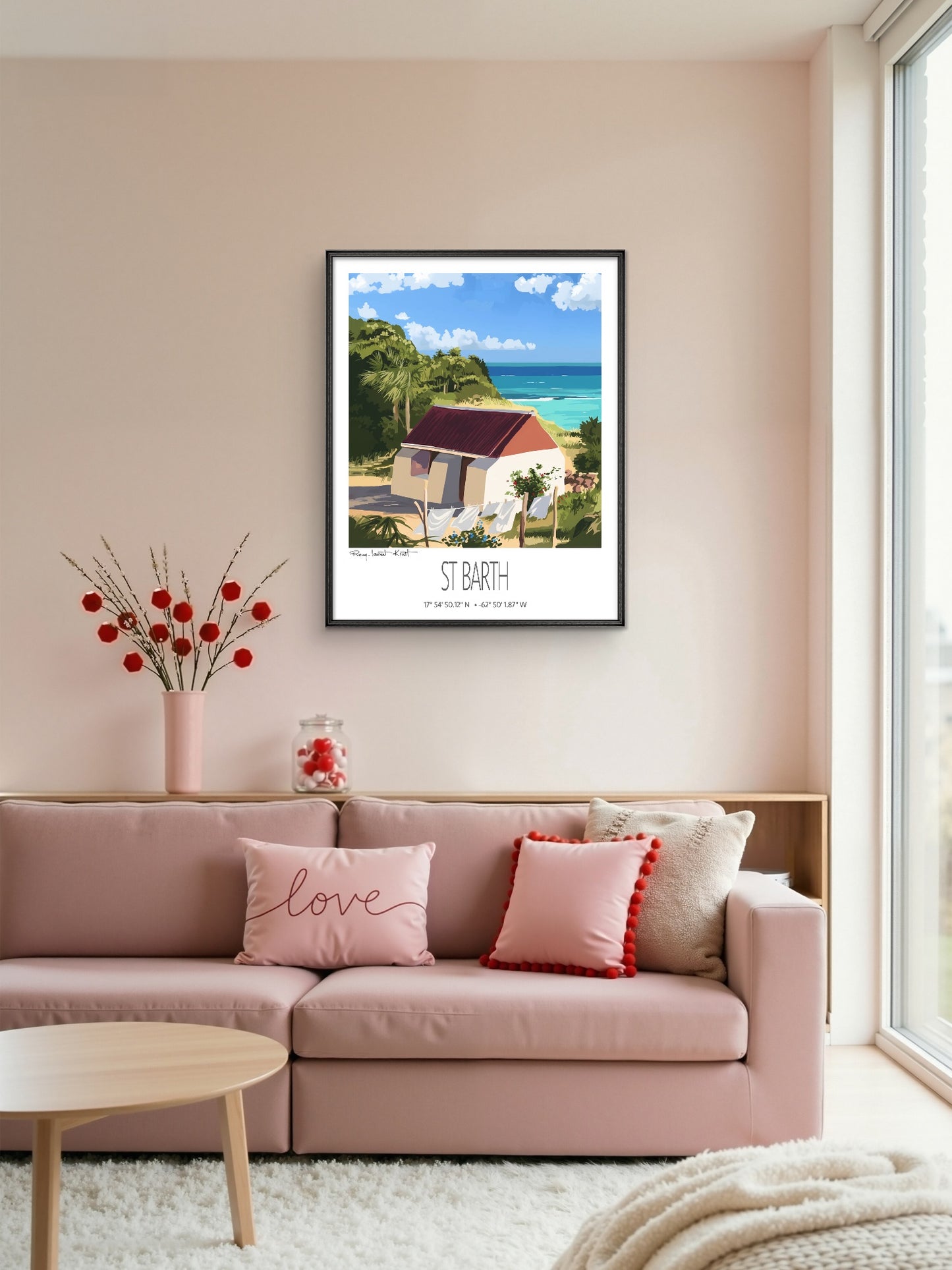 Vintage Travel Poster – St Barth – Petit Cul De Sac Bay – Framed Caribbean Art Print