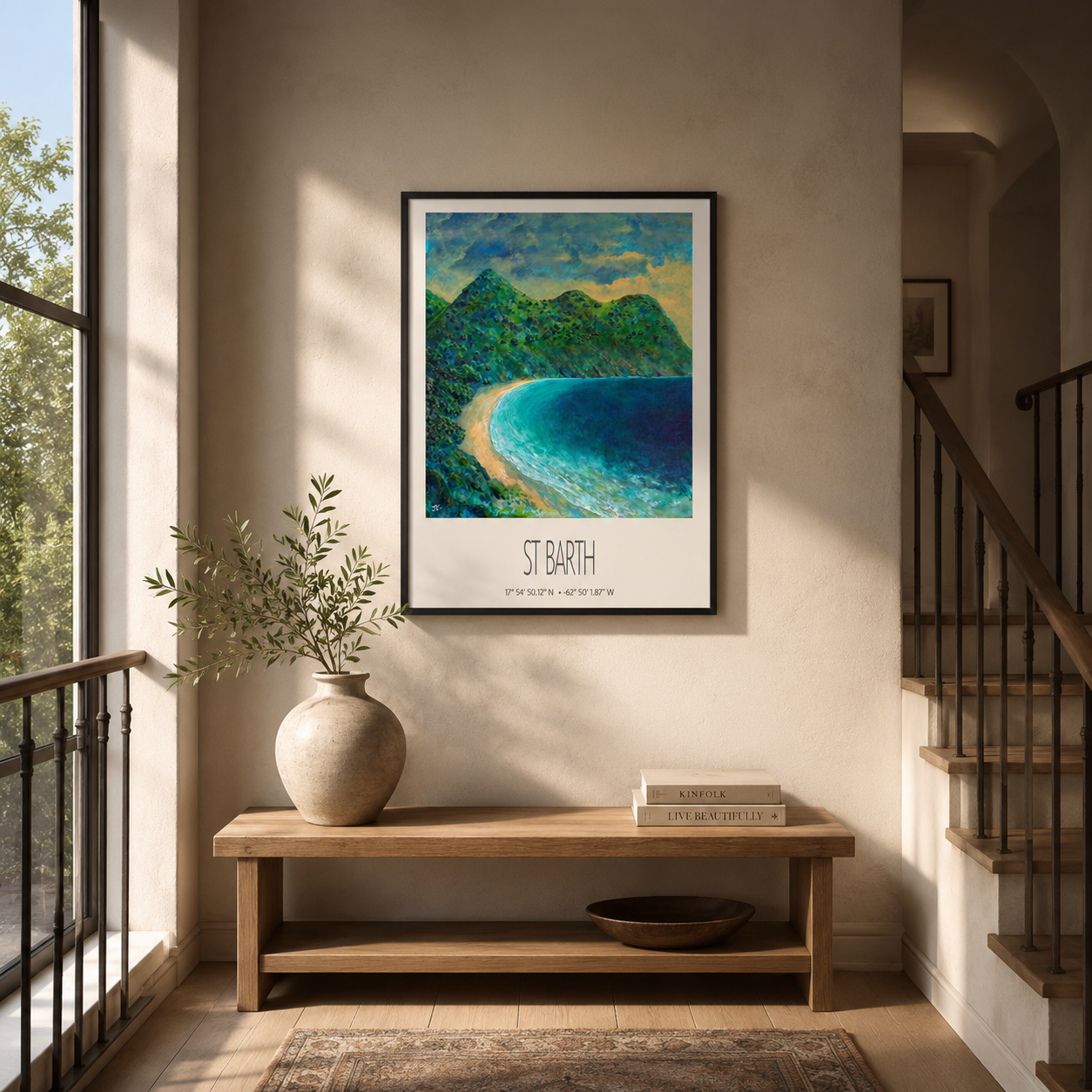 Framed Art Print – St Barth – Gouverneur Beach – Acrylic Print – Travel Poster – Caribbean Wall Art