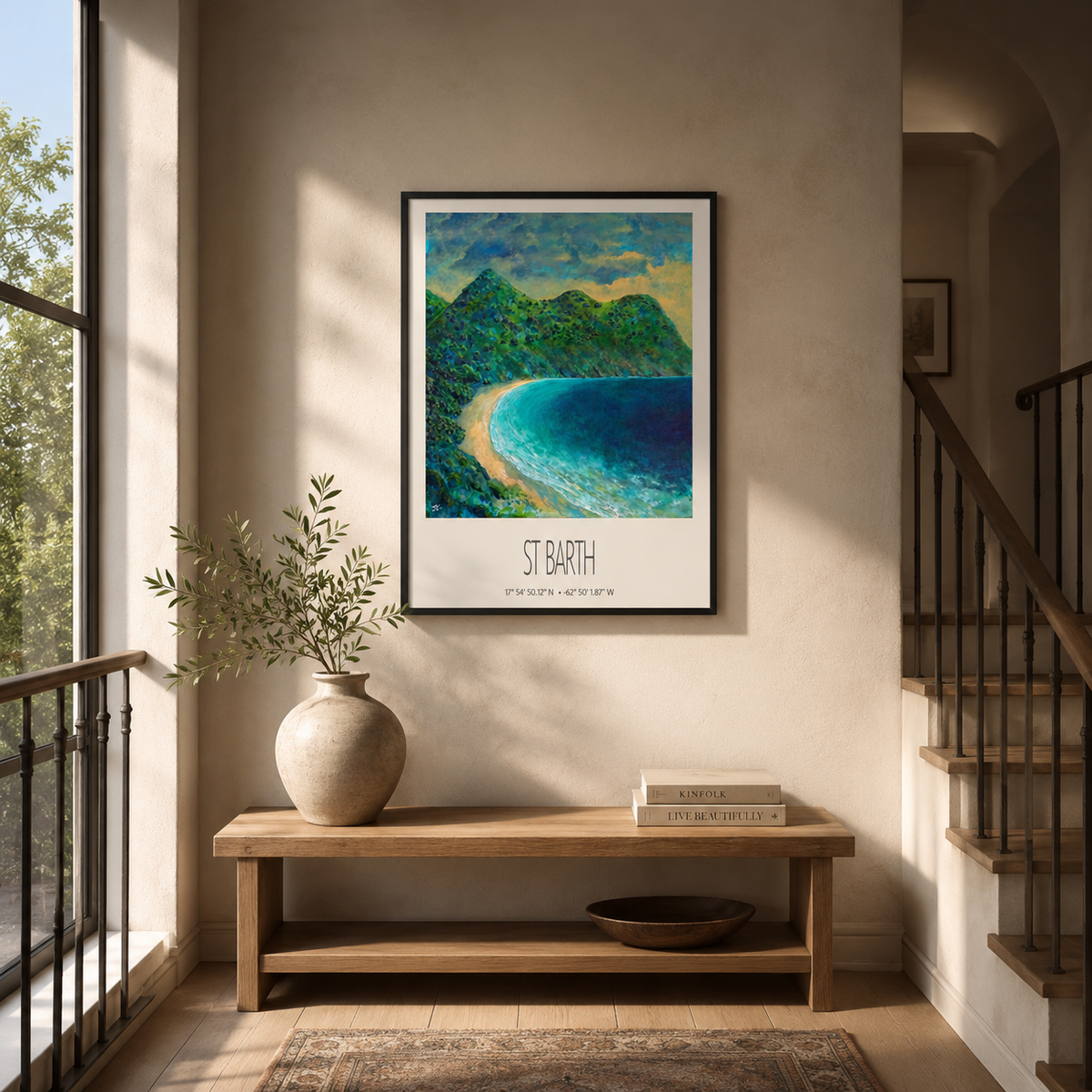 St Barth Vintage Travel Poster – Gouverneur Beach – Caribbean Wall Art