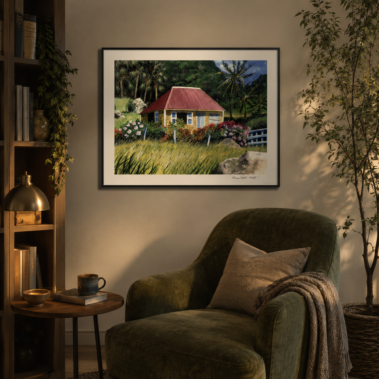 St Barth Watercolor Print – Case Jaune – Caribbean Wall Art