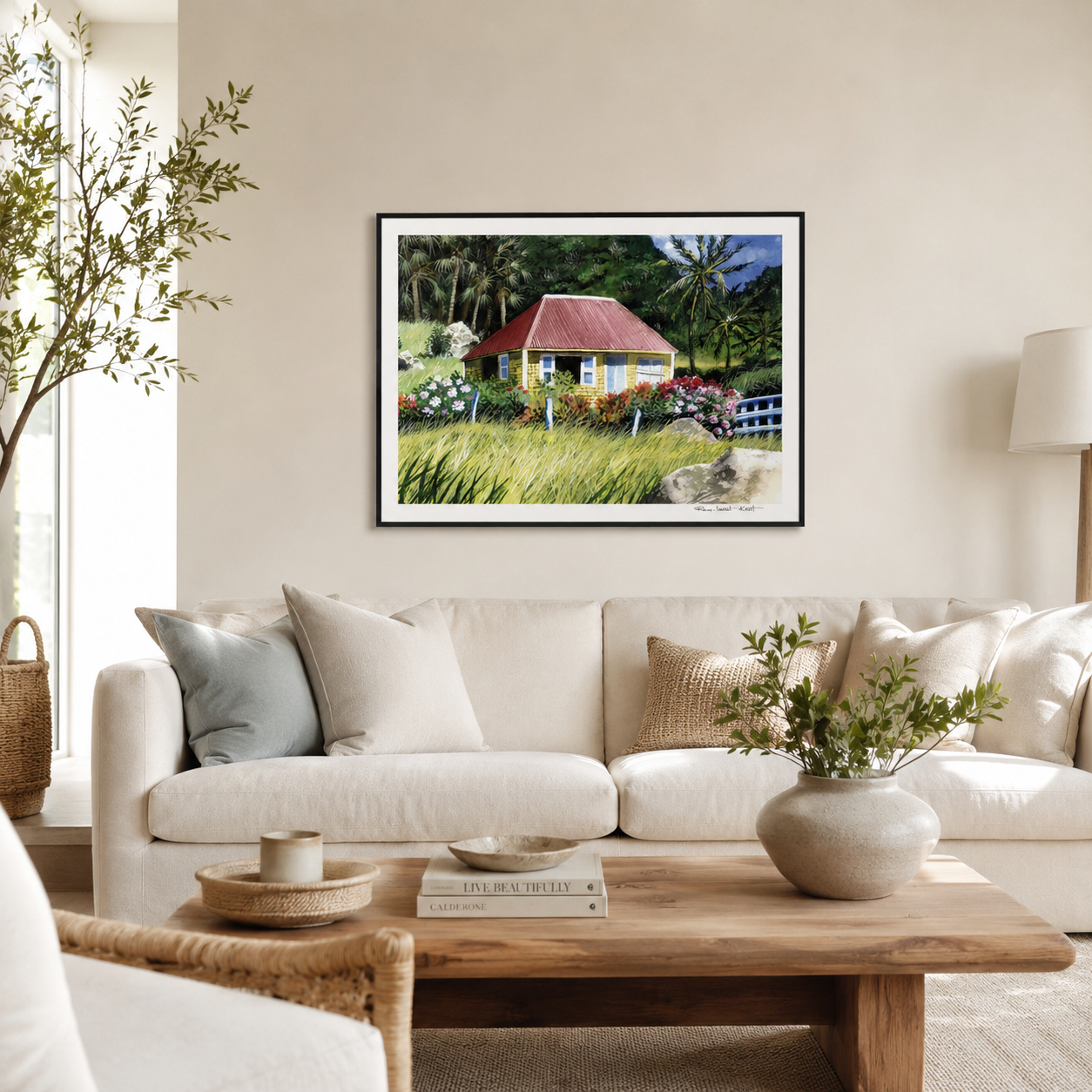 St Barth Watercolor Print – Case Jaune – Caribbean Wall Art