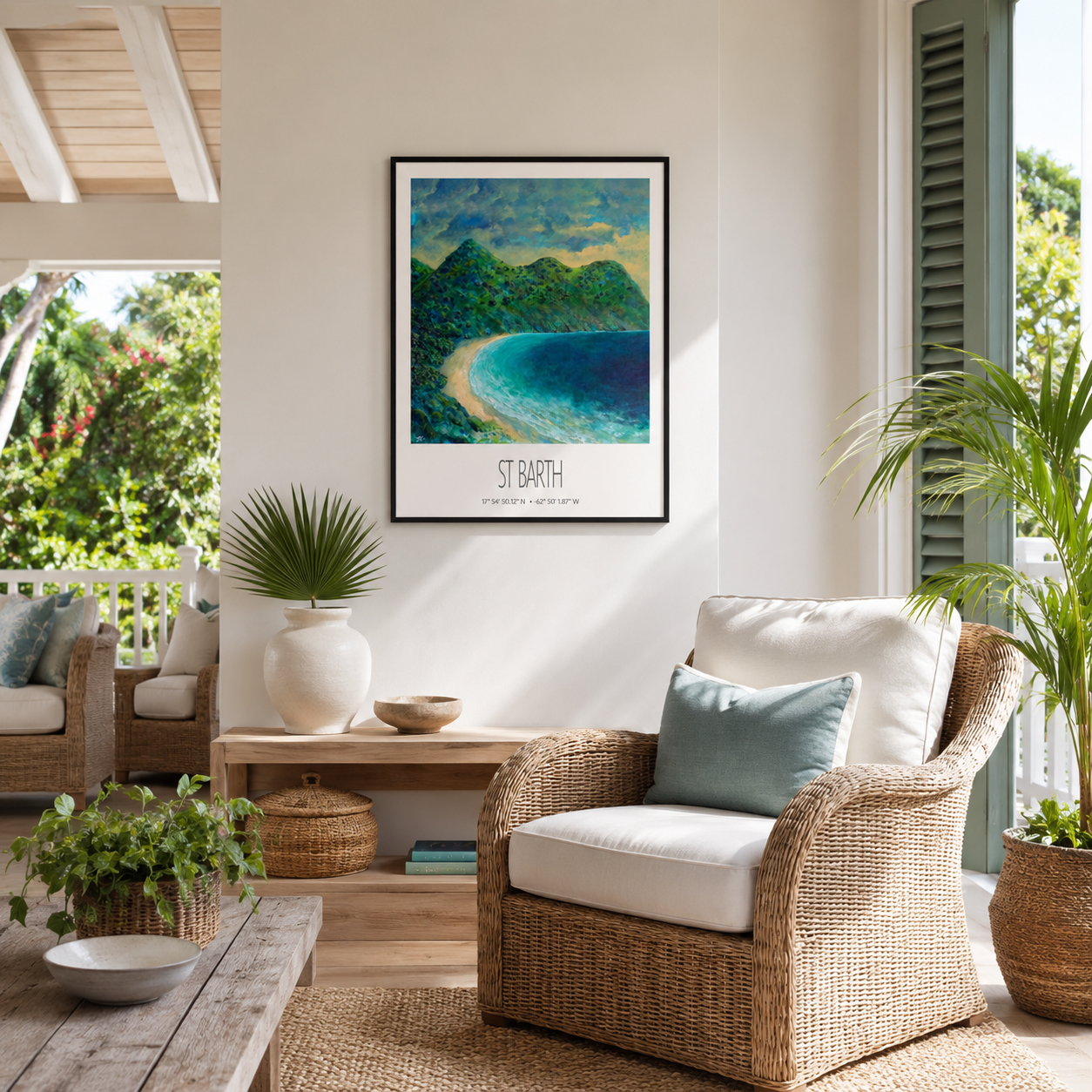 St Barth Vintage Travel Poster – Gouverneur Beach – Caribbean Wall Art