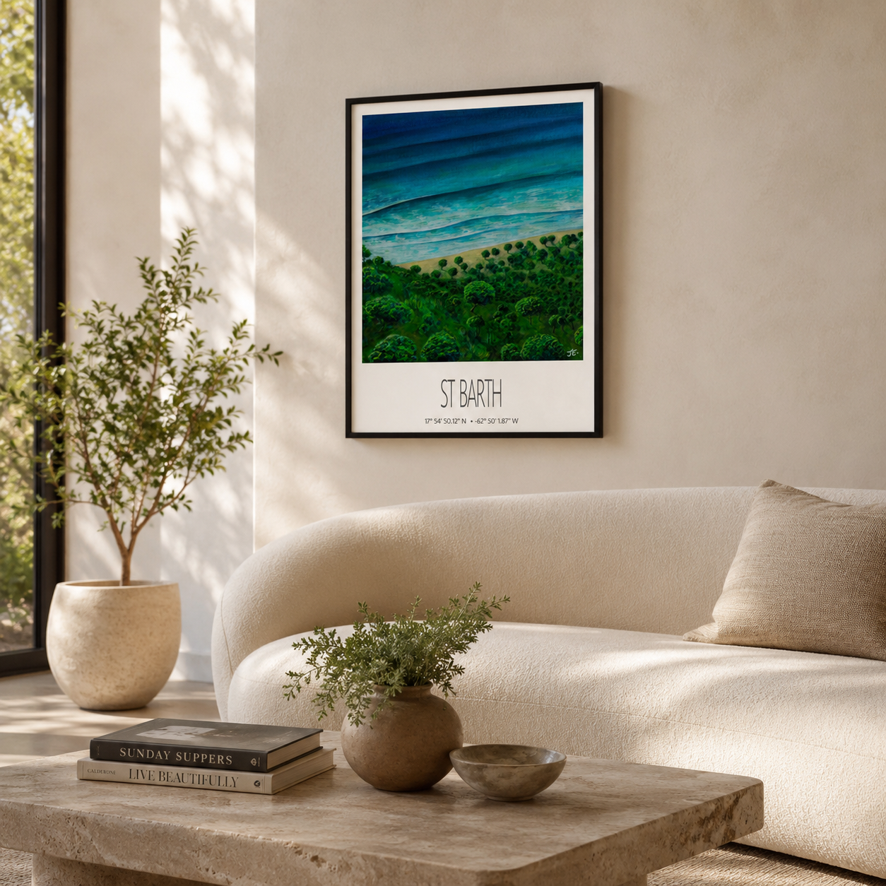 Framed Art Print – St Barth – Chauvette – Acrylic Print – Travel Poster – Caribbean Wall Art