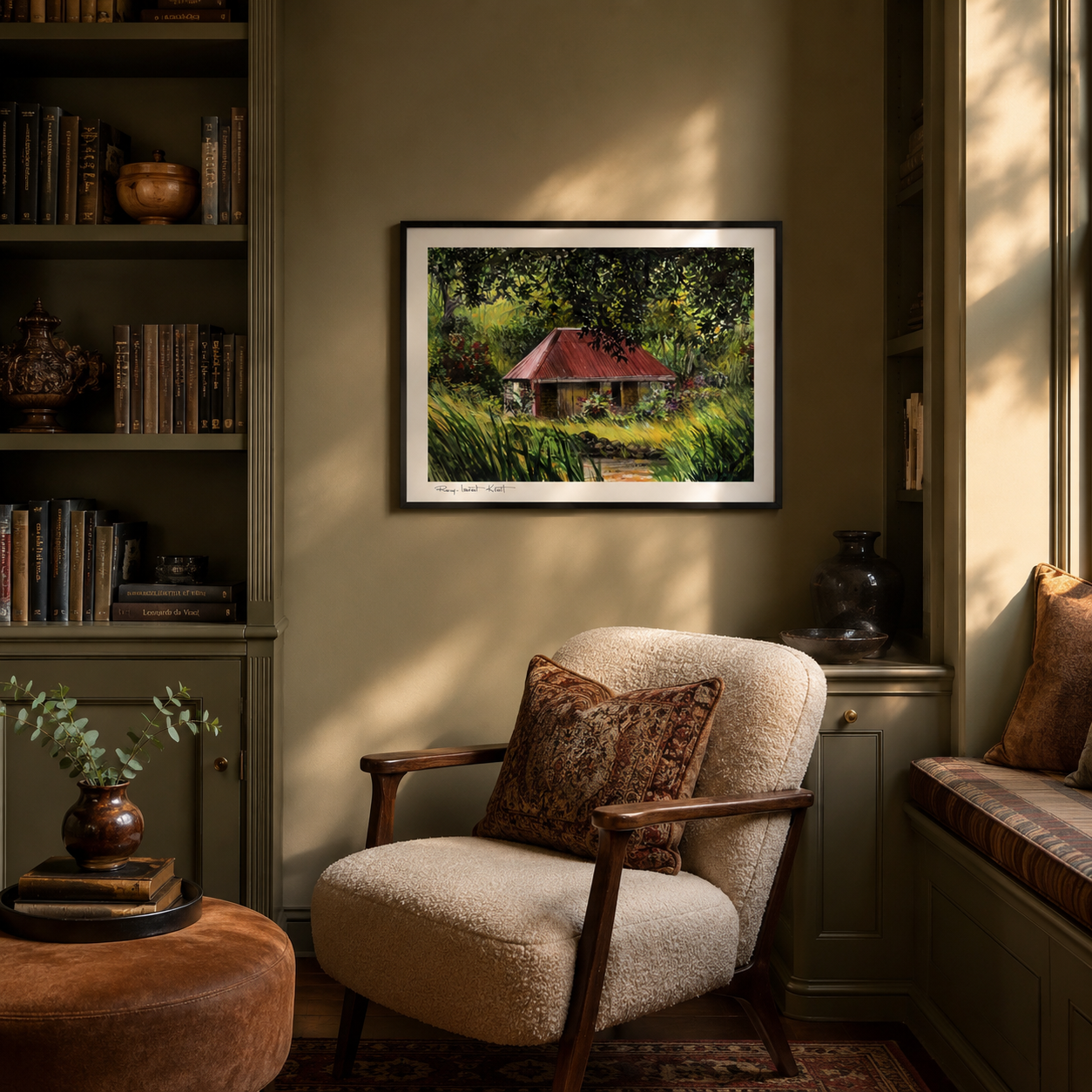St Barth Watercolor Print – Vieille Case – Framed Caribbean Wall Art