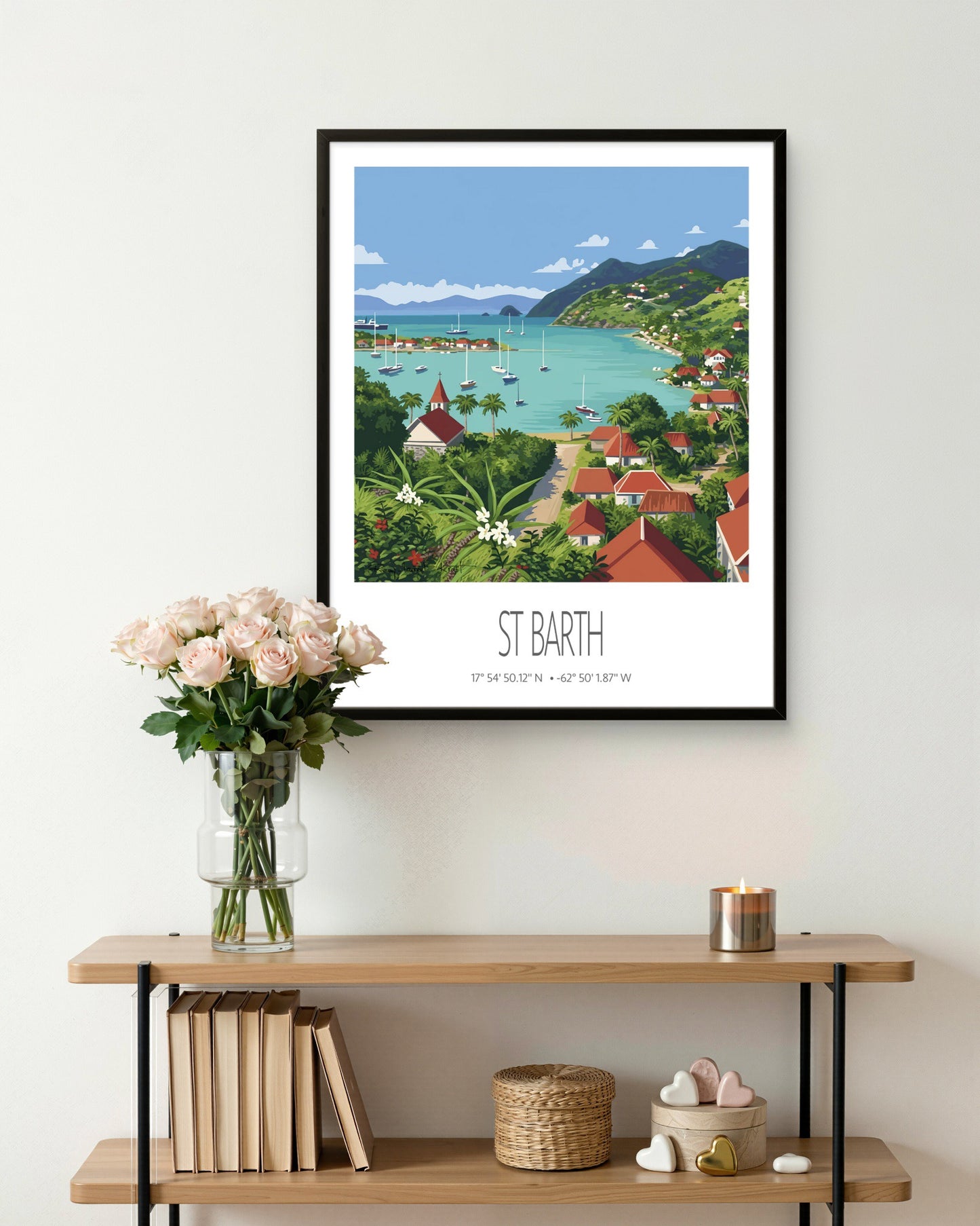 Vintage Travel Poster – St Barth – Gustavia Bay – Caribbean Art Print