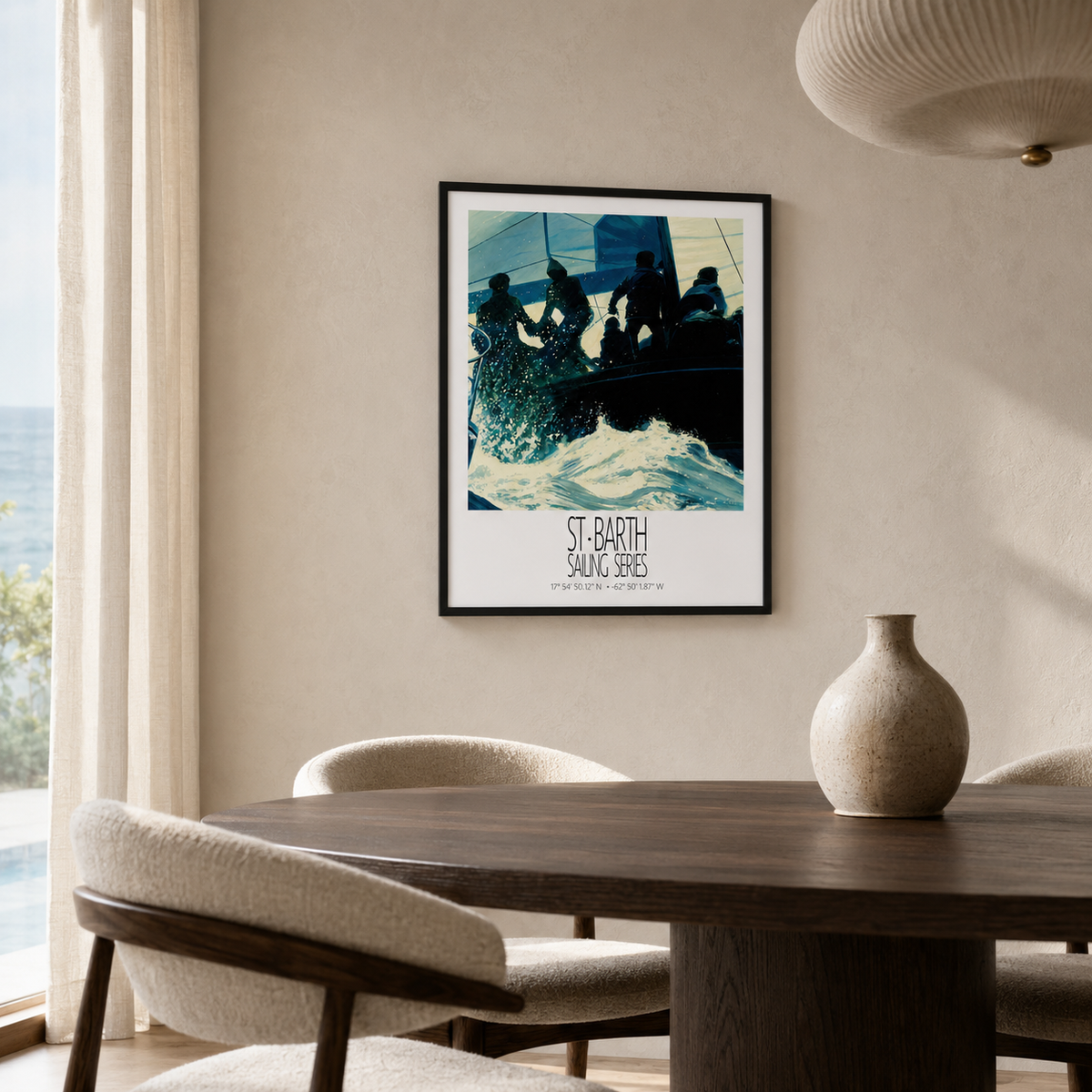 Blue Regatta – interior ambience 1 – framed St Barth sailing wall art