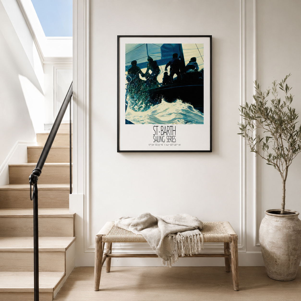 Blue Regatta – interior ambience 3 – framed St Barth sailing wall art