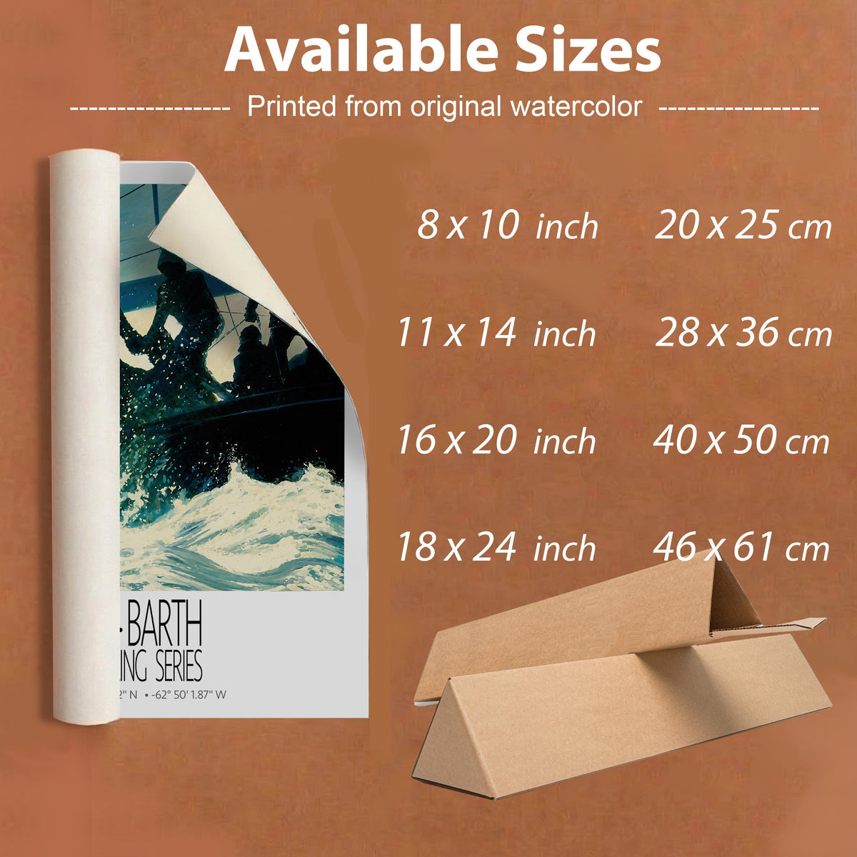 Blue Regatta – unframed sizes information – unframed St Barth sailing wall art