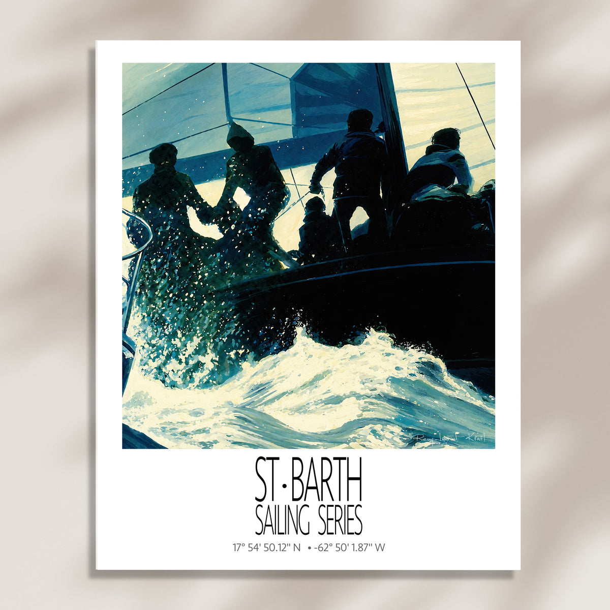 Blue Regatta – poster-only product view on a light background – unframed St Barth sailing wall art