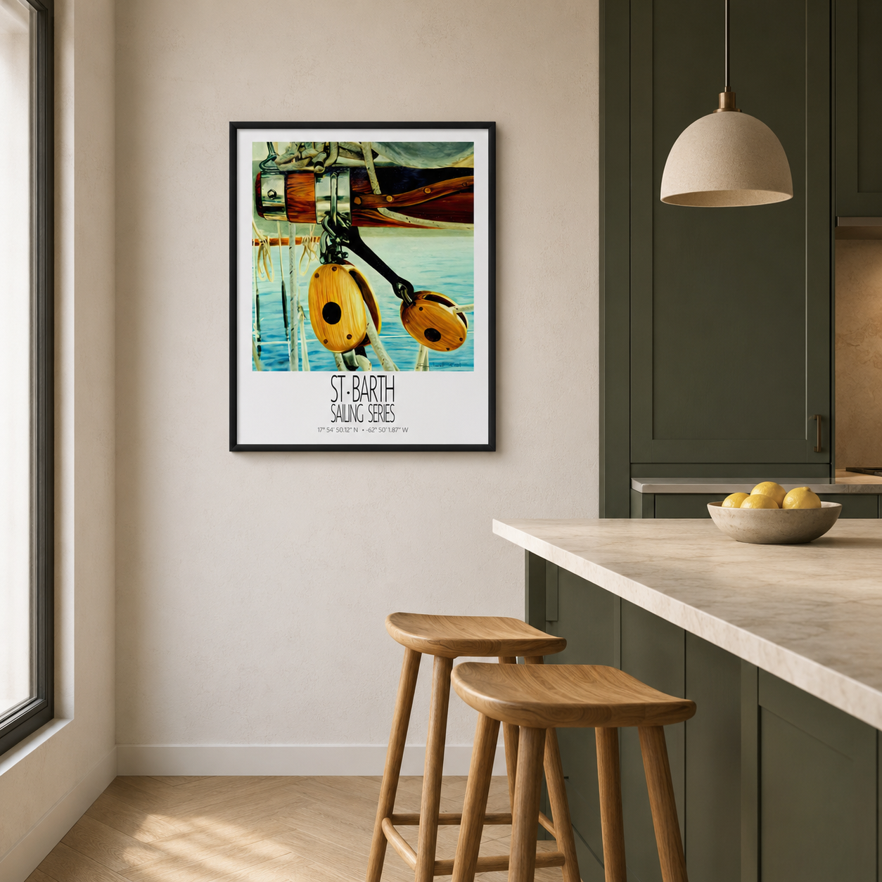 Classic Rigging – interior ambience 1 – framed St Barth sailing wall art