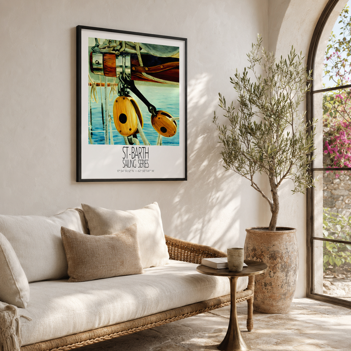 Classic Rigging – interior ambience 2 – framed St Barth sailing wall art