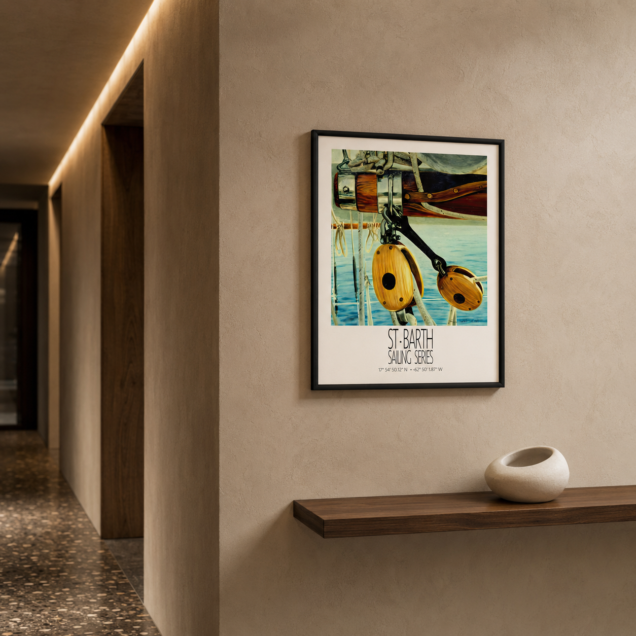 Classic Rigging – interior ambience 3 – framed St Barth sailing wall art