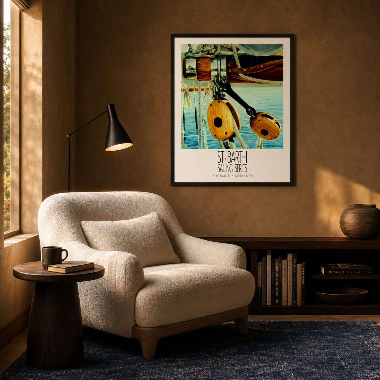 Classic Rigging – interior ambience 4 – framed St Barth sailing wall art