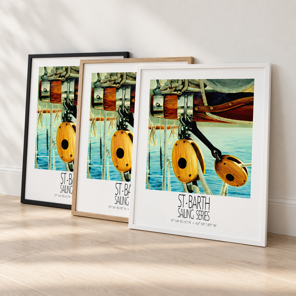 Classic Rigging – frame colors information – framed St Barth sailing wall art