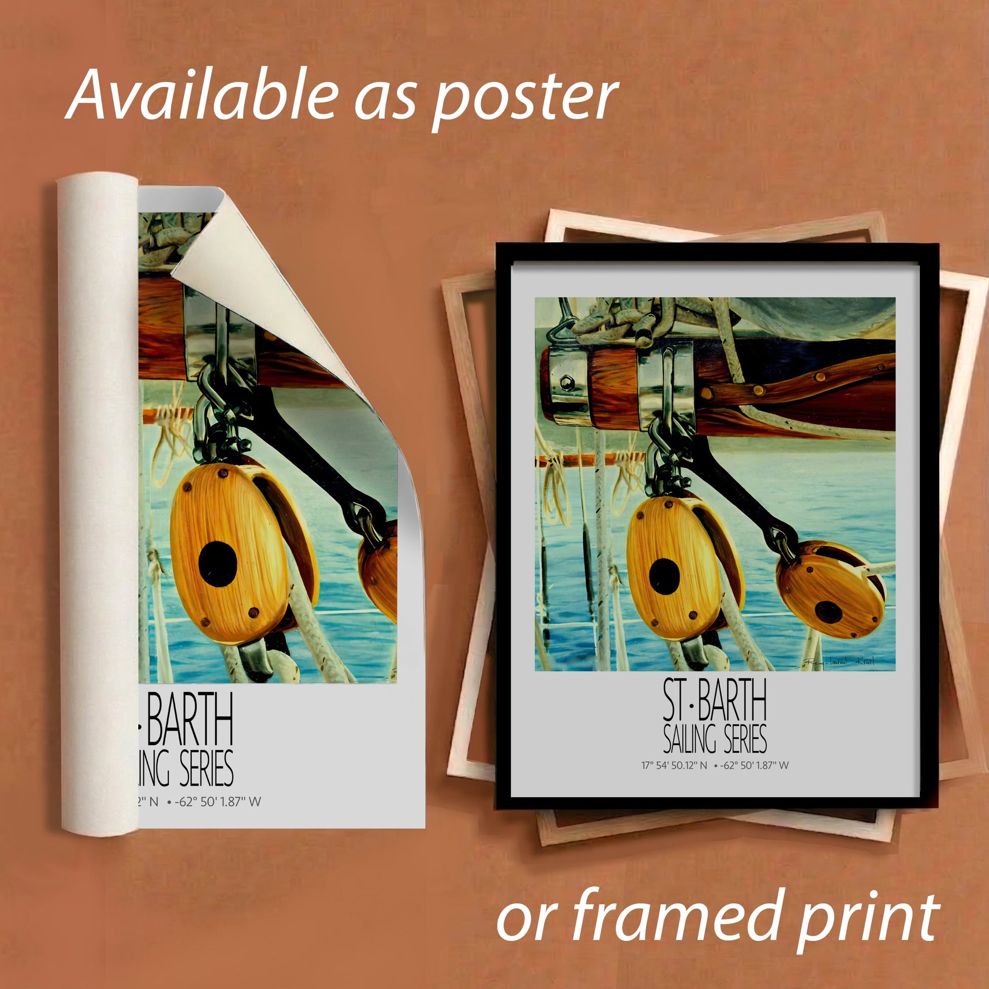 Classic Rigging – framed and unframed versions information – unframed St Barth sailing wall art