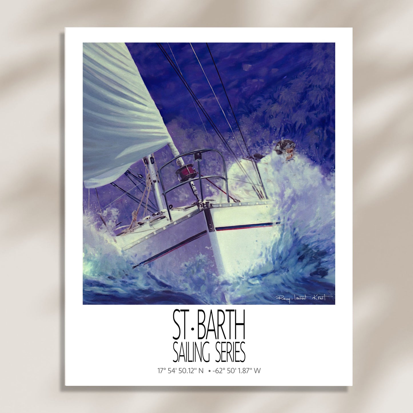 Coco Mauve – poster-only product view on a light background – unframed St Barth sailing wall art