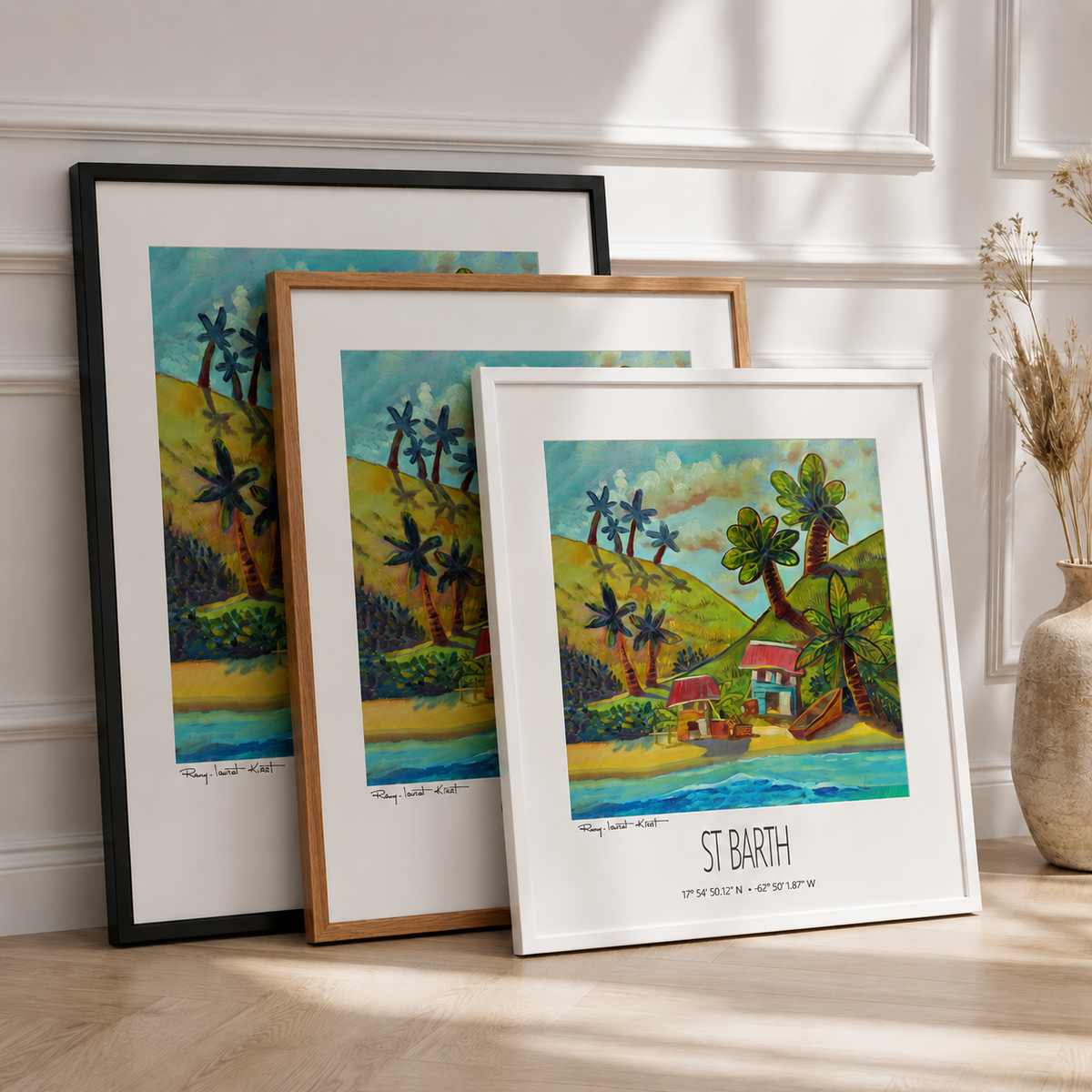 St Barth Vintage Travel Poster – Two Cottages – Caribbean Wall Art