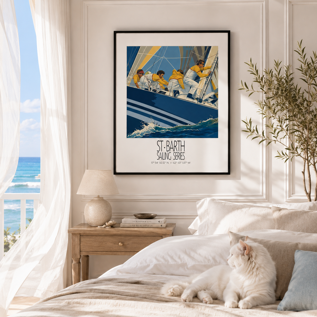 Duel Under Sail St Barth sailing wall art interior mockup 4