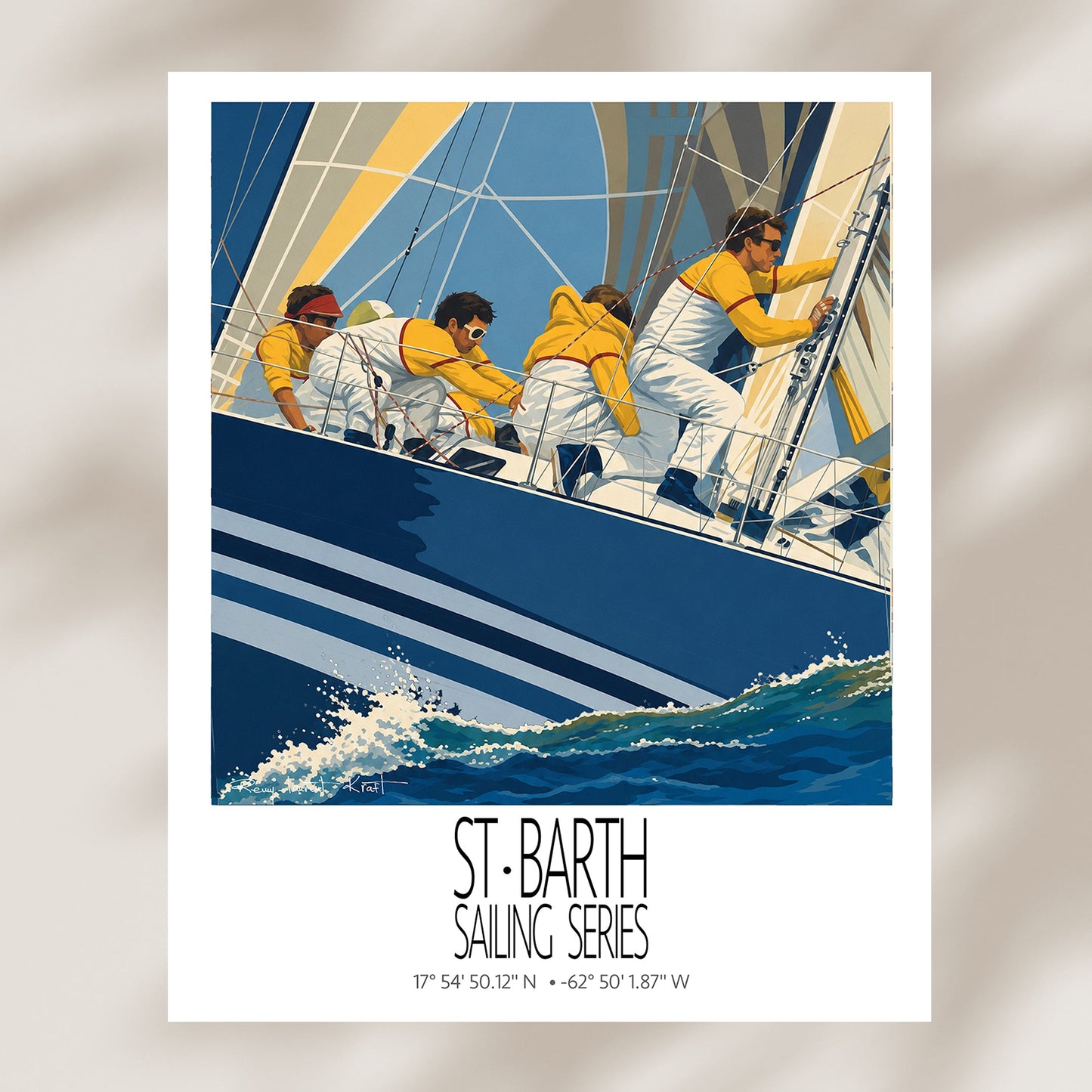 Duel Under Sail unframed St Barth vintage travel poster