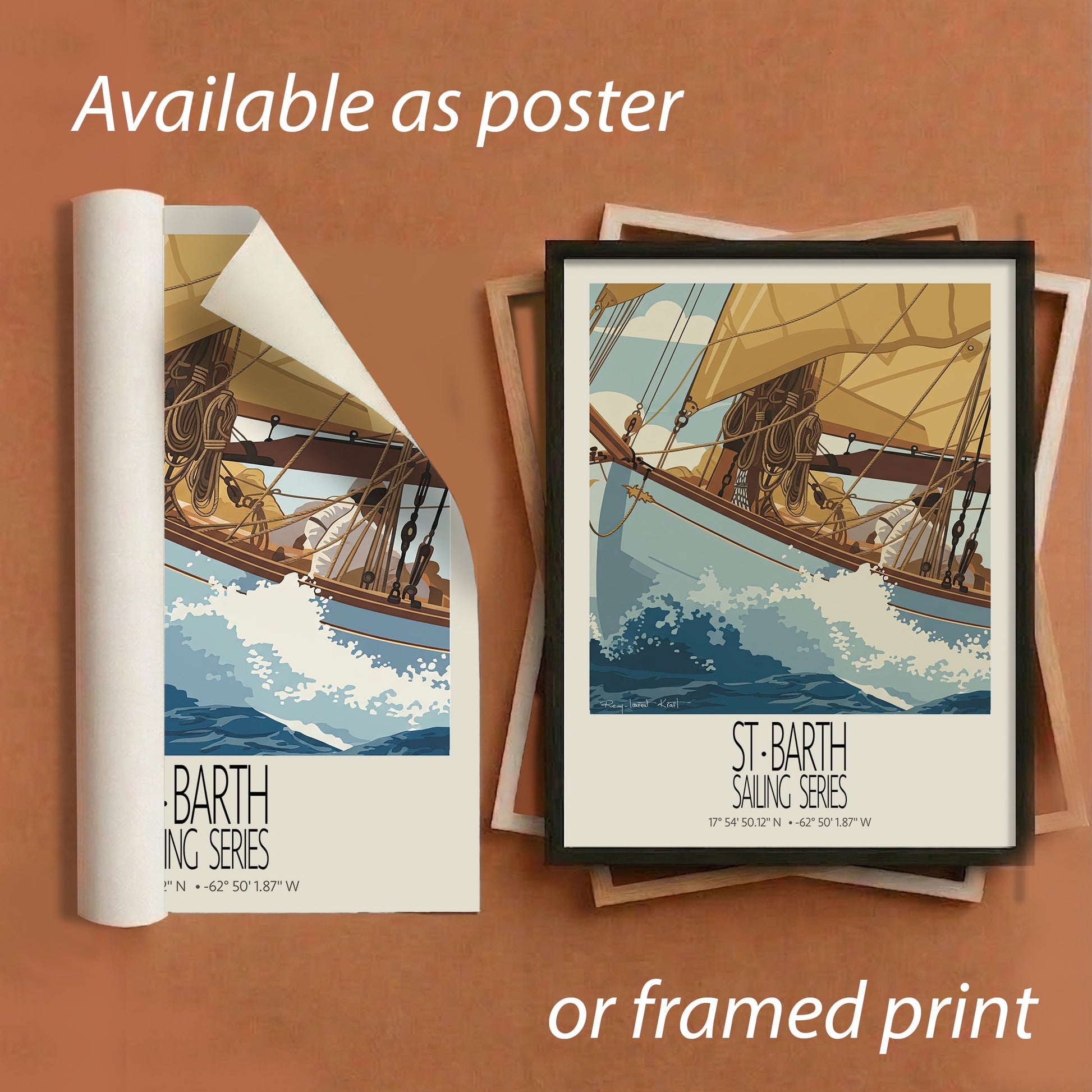 The Golden Sail poster and framed poster comparison