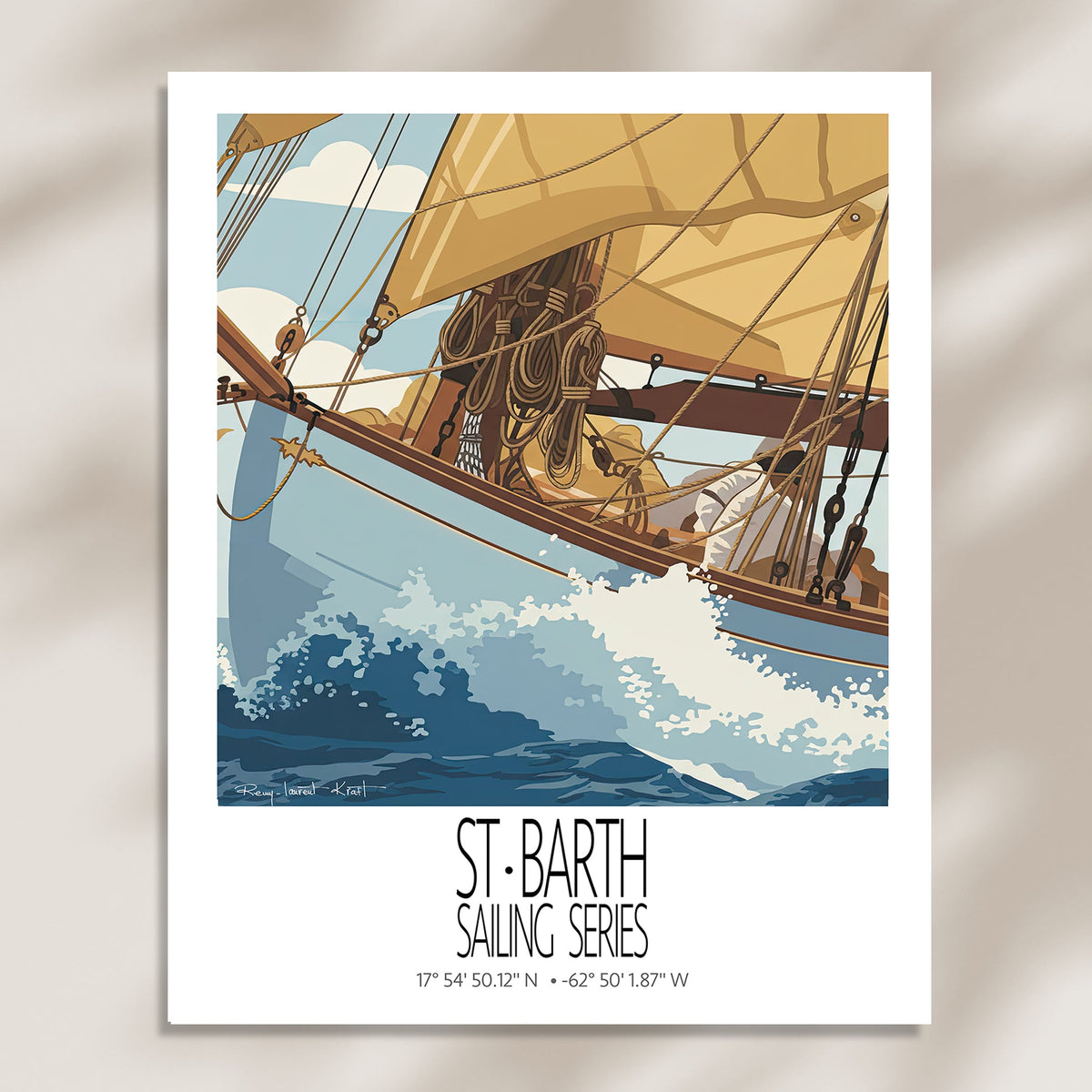 The Golden Sail unframed St Barth vintage travel poster