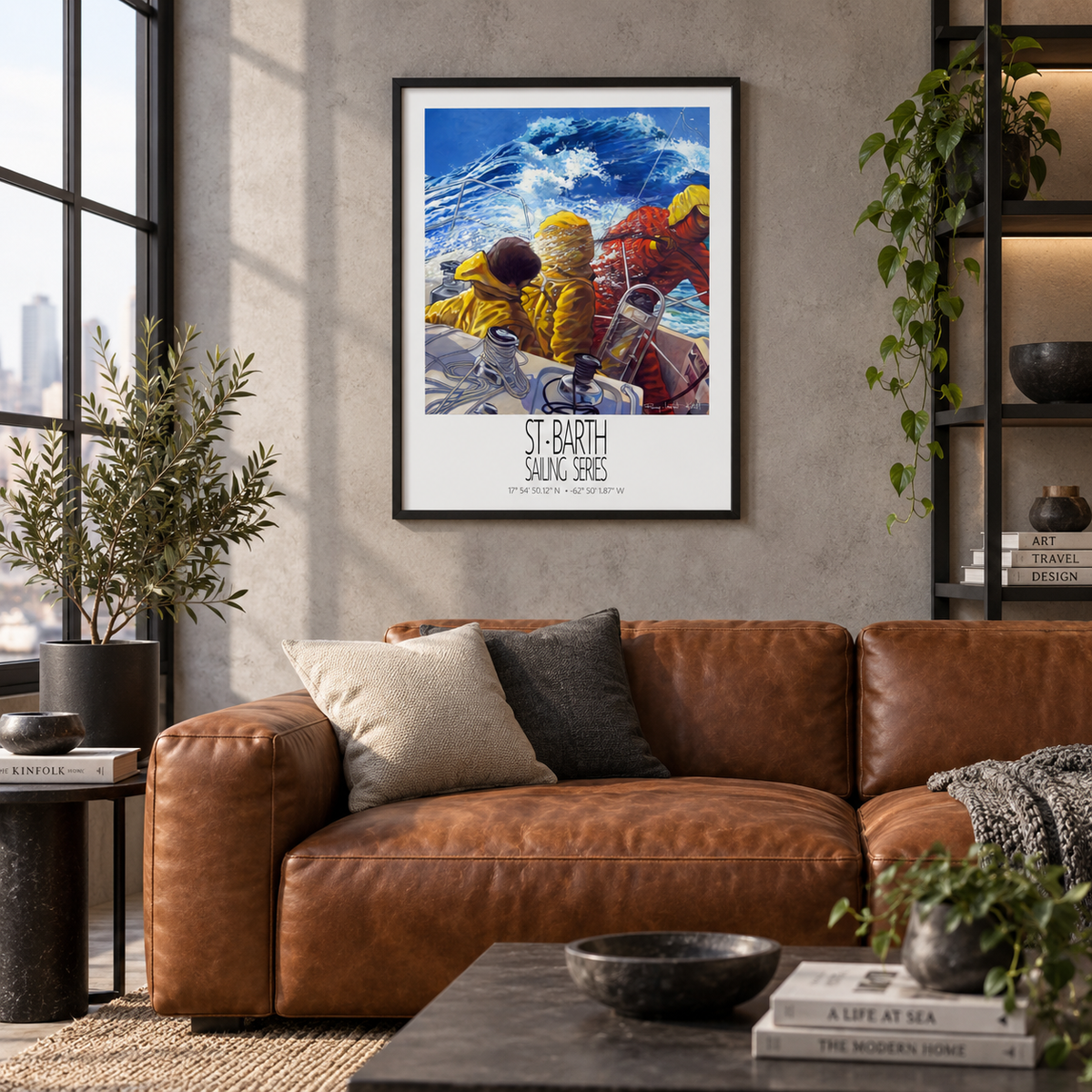 Grand Equipage – interior ambience 1 – framed St Barth sailing wall art