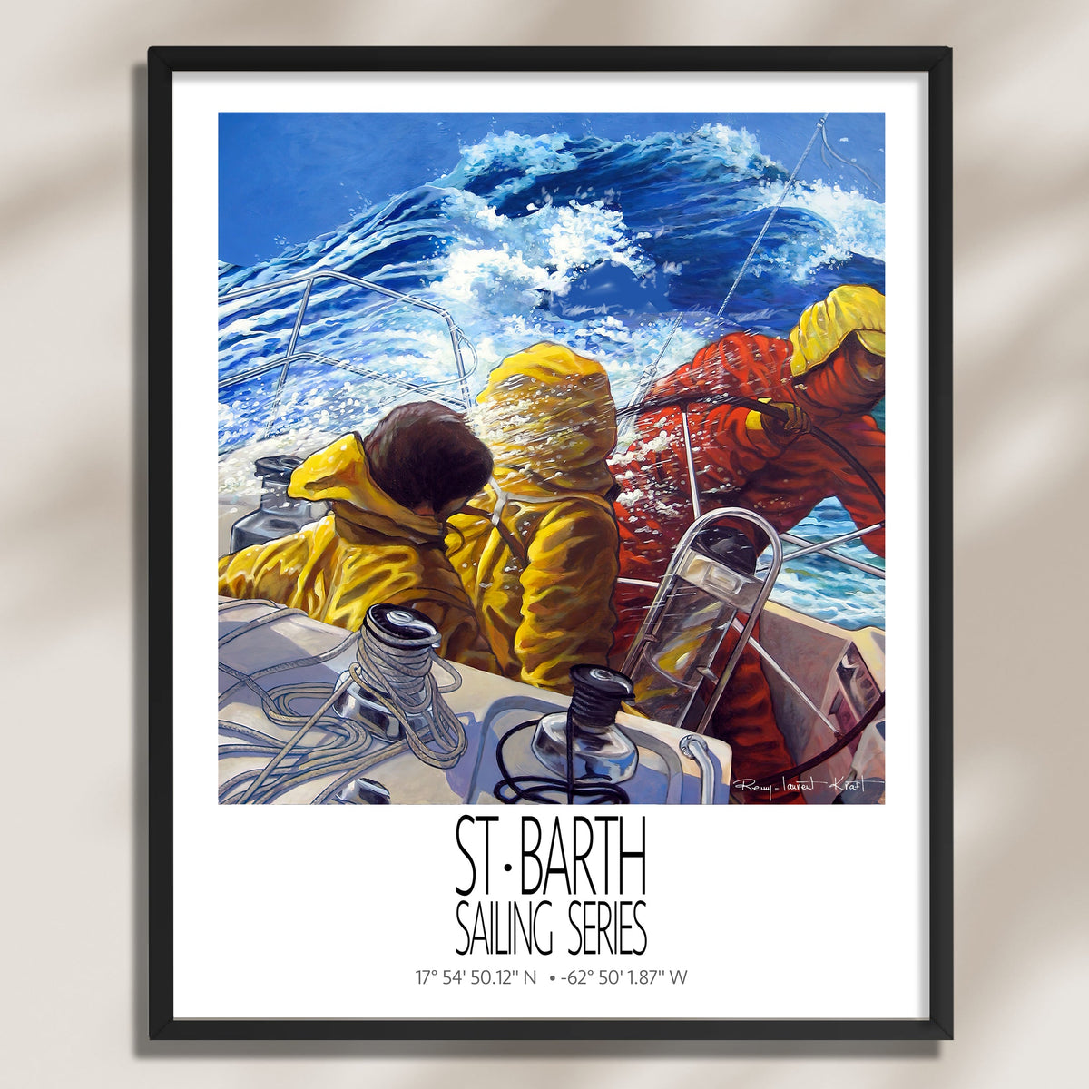 Grand Equipage – product view on a light background – framed St Barth sailing wall art