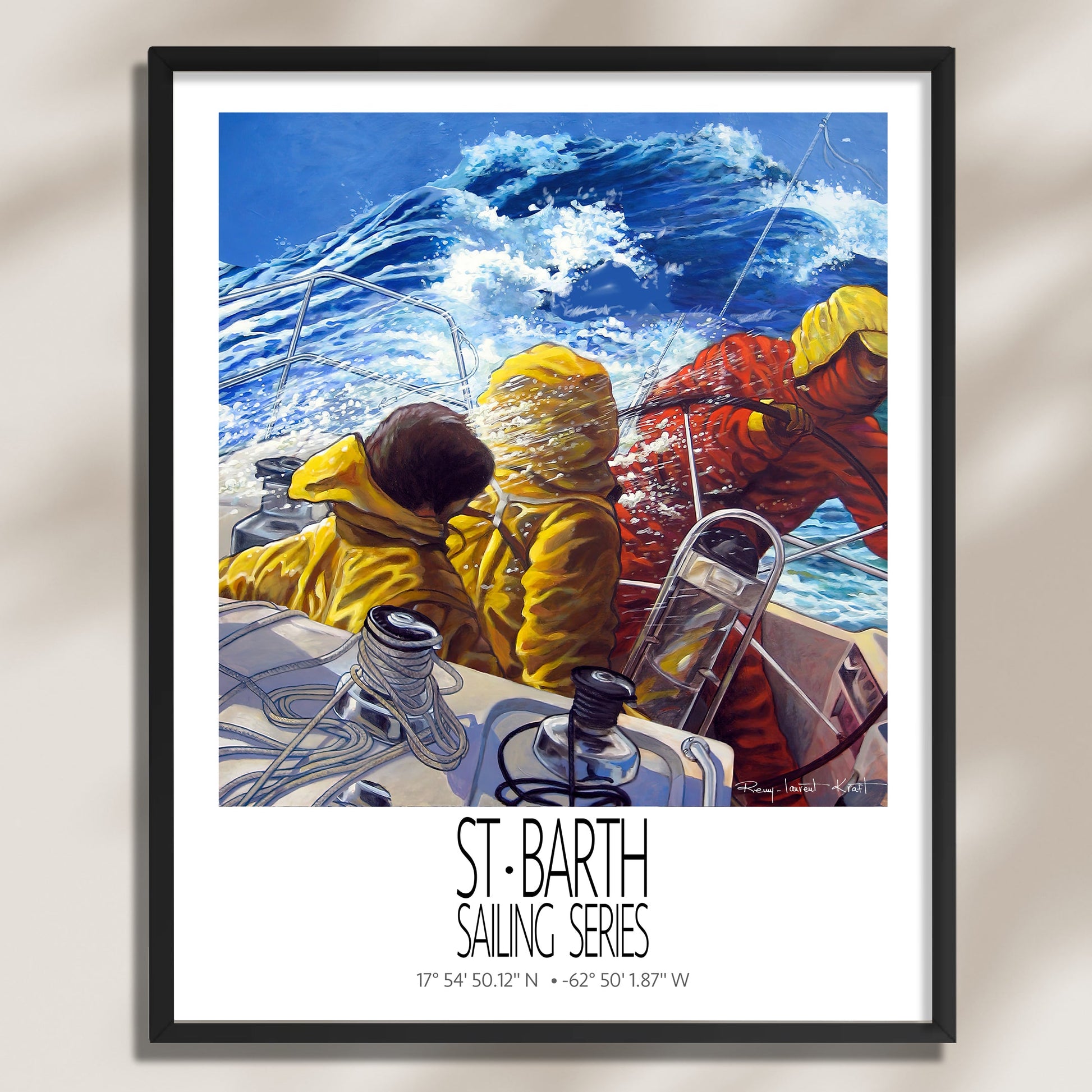Grand Equipage – product view on a light background – framed St Barth sailing wall art