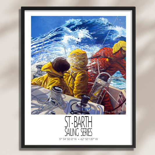 Grand Equipage – product view on a light background – framed St Barth sailing wall art