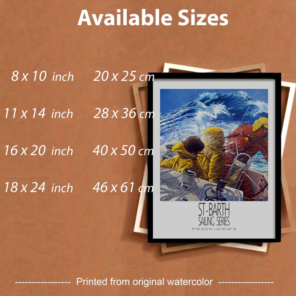 Grand Equipage – framed sizes information – framed St Barth sailing wall art