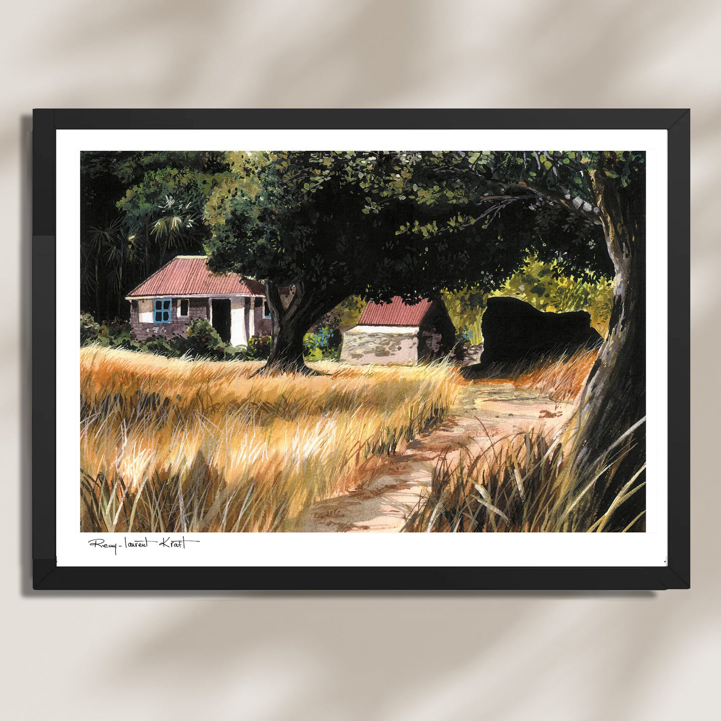 St Barth Watercolor Print – Grand Fond – Framed Caribbean Wall Art