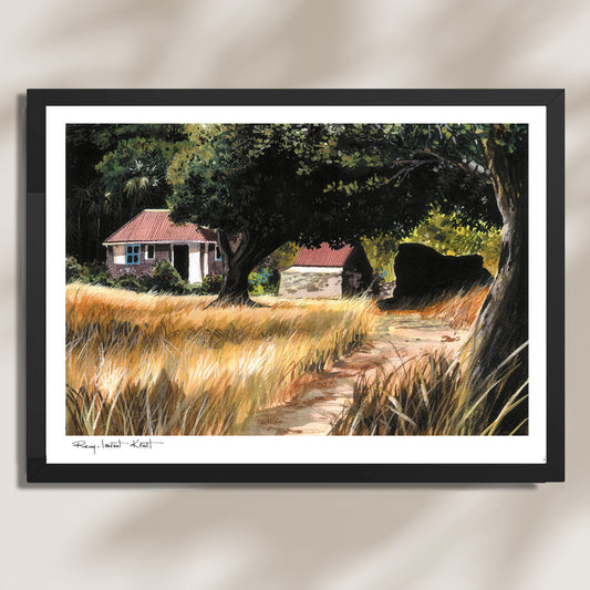 St Barth Watercolor Print – Grand Fond – Framed Caribbean Wall Art
