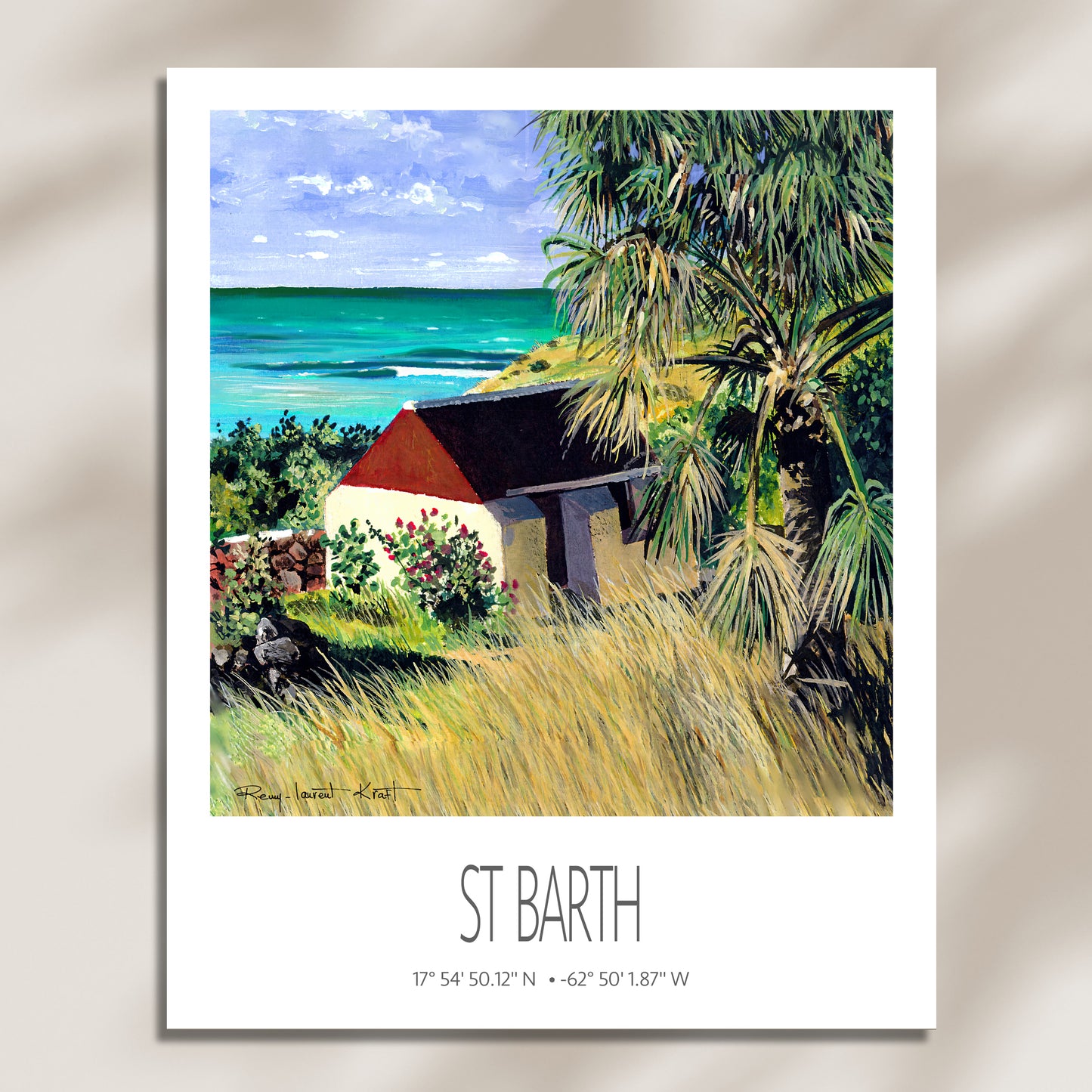 Vintage Travel Poster – St Barth – Grand Cul De Sac Bay – Caribbean Art Print