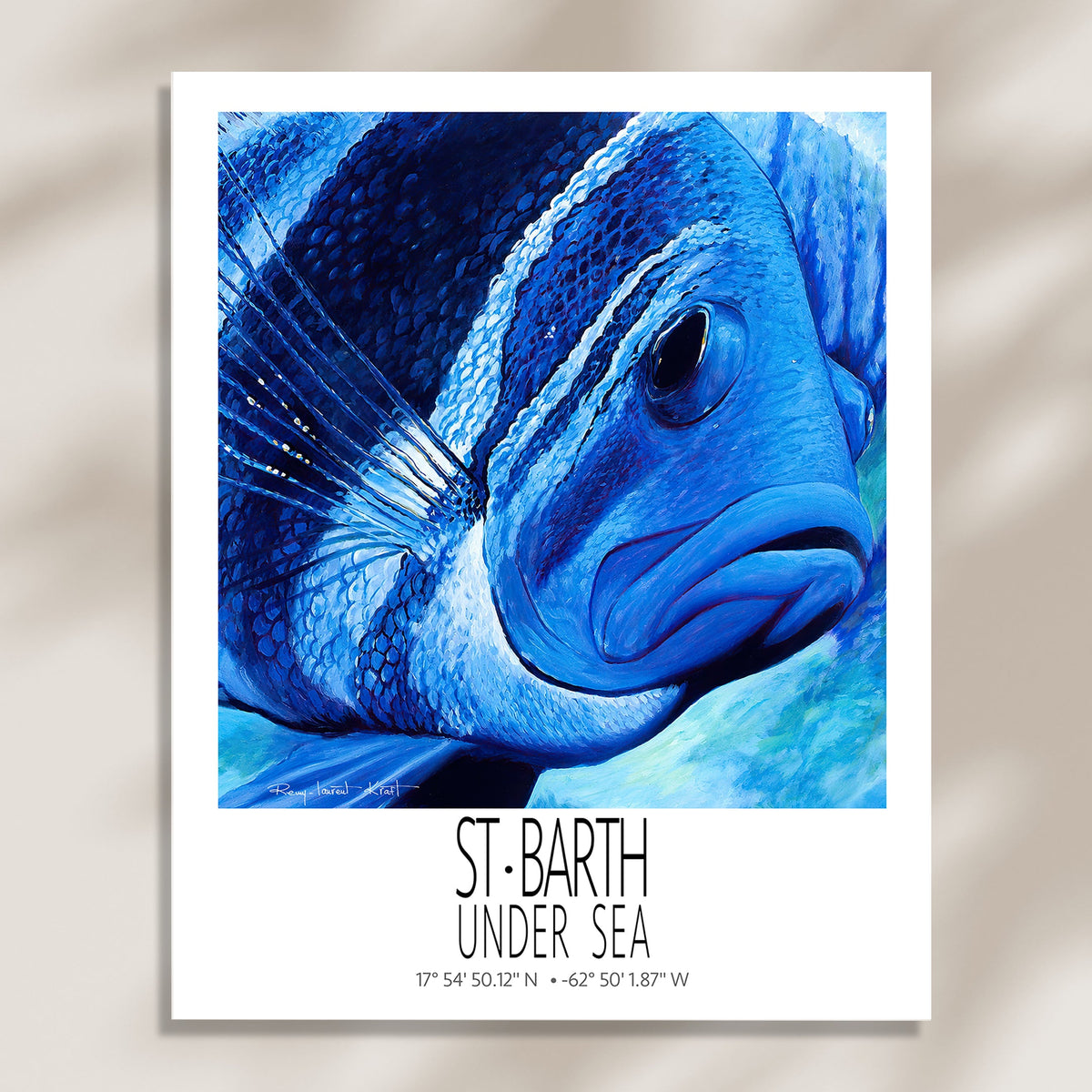 Grand Bleu unframed St Barth vintage travel poster