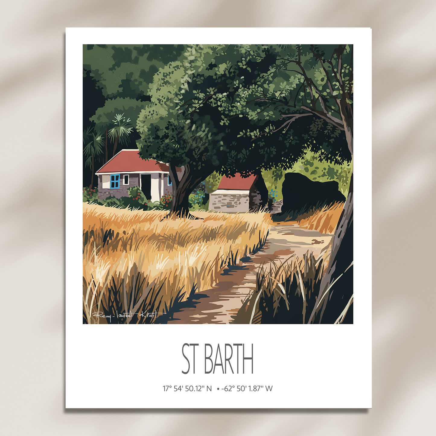 Vintage Travel Poster – St Barth – Grand Fond – Caribbean Art Print