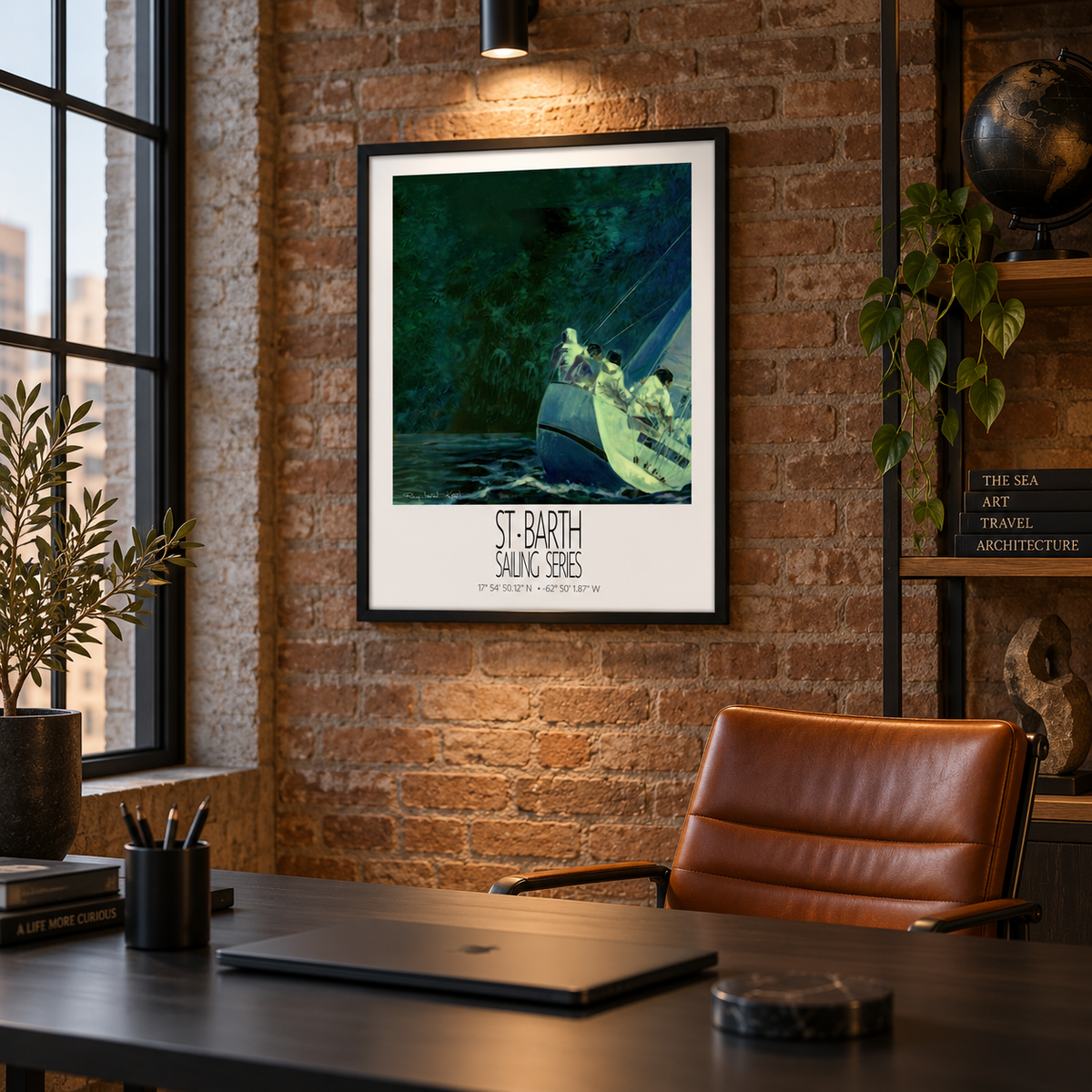 Night Regatta – interior ambience 3 – unframed St Barth sailing wall art