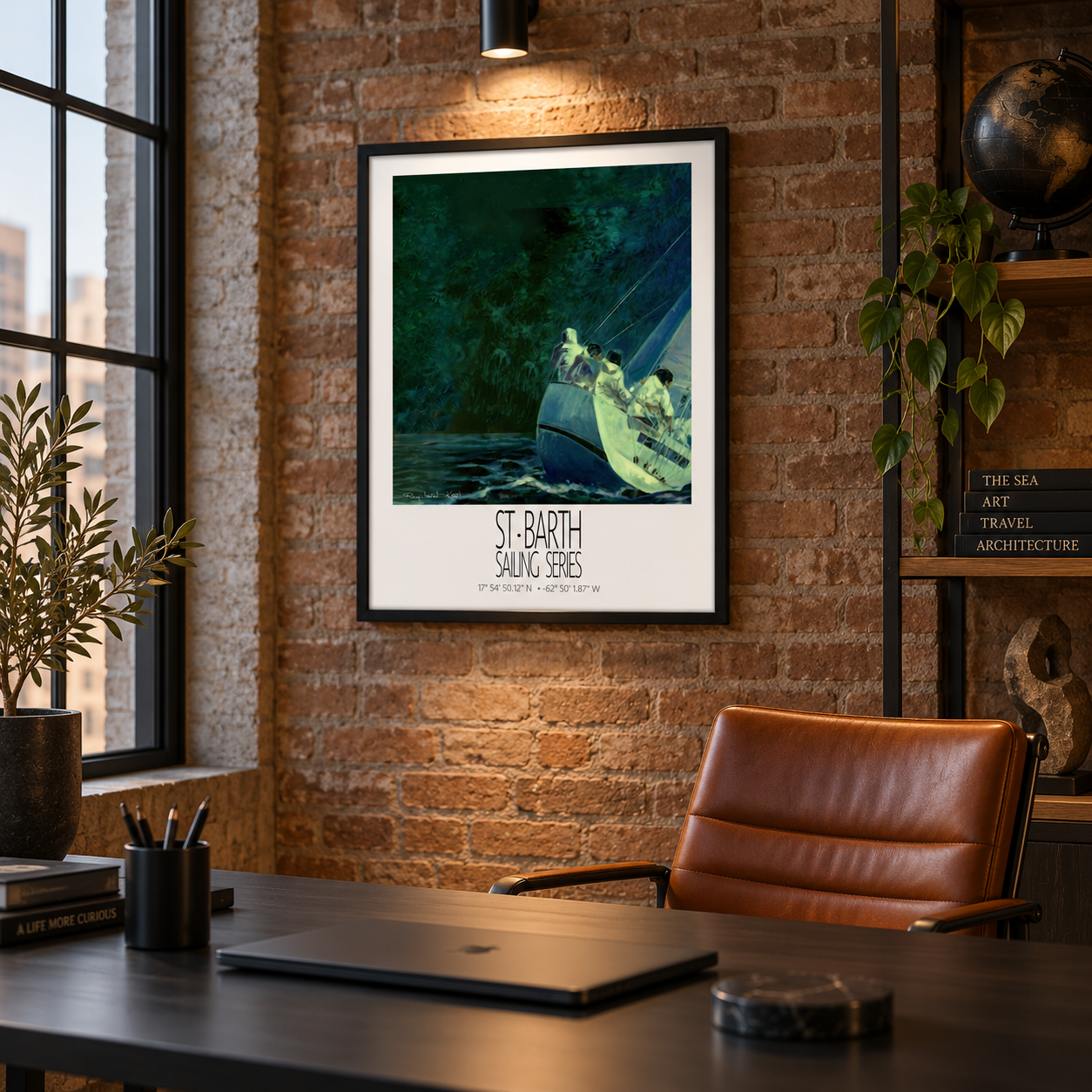 Night Regatta – interior ambience 3 – framed St Barth sailing wall art