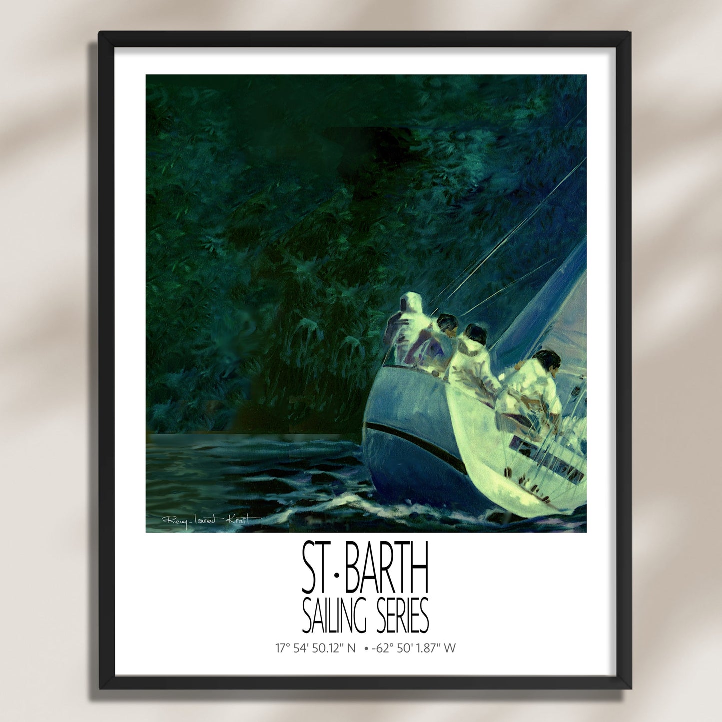 Night Regatta – product view on a light background – framed St Barth sailing wall art