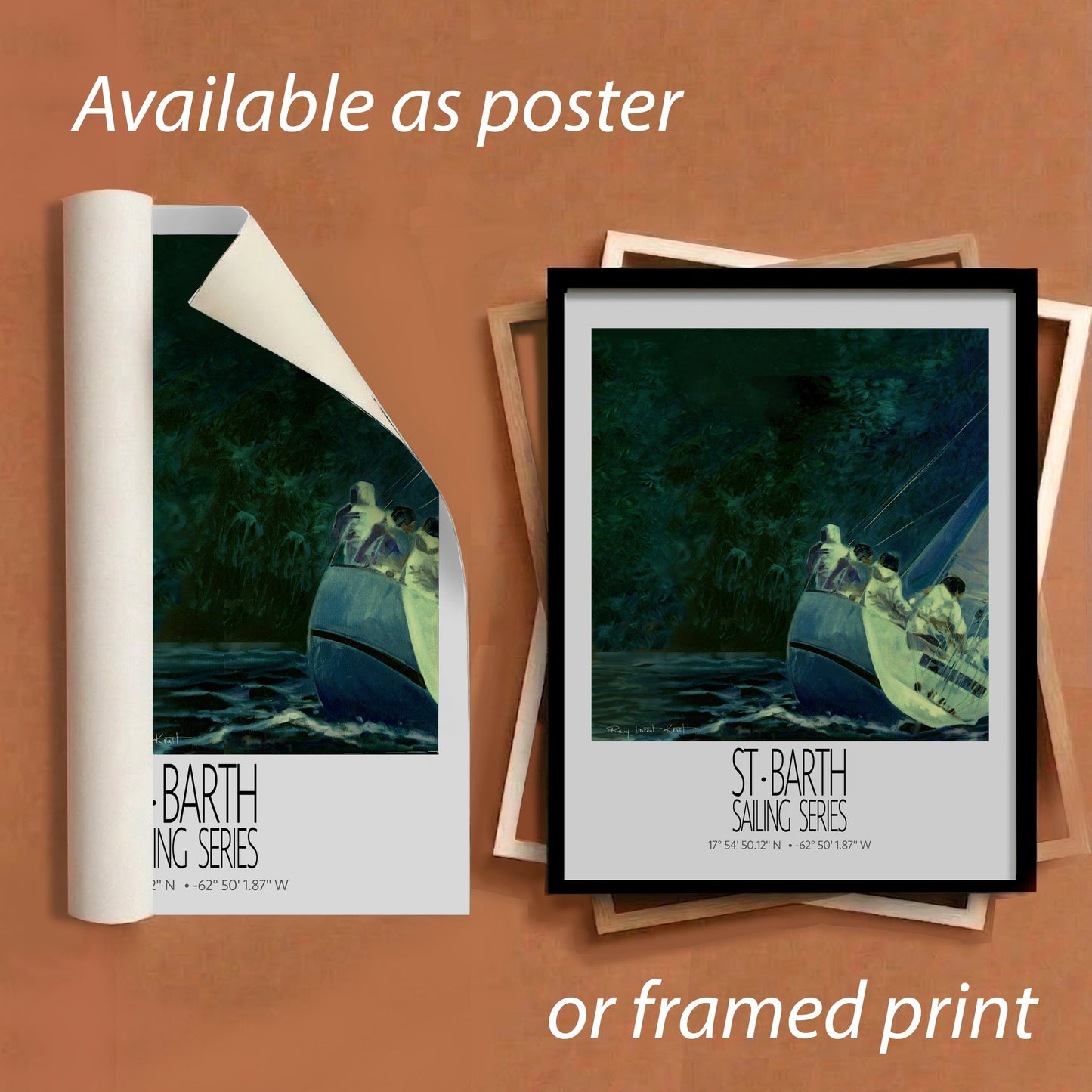 Night Regatta – framed and unframed versions information – framed St Barth sailing wall art