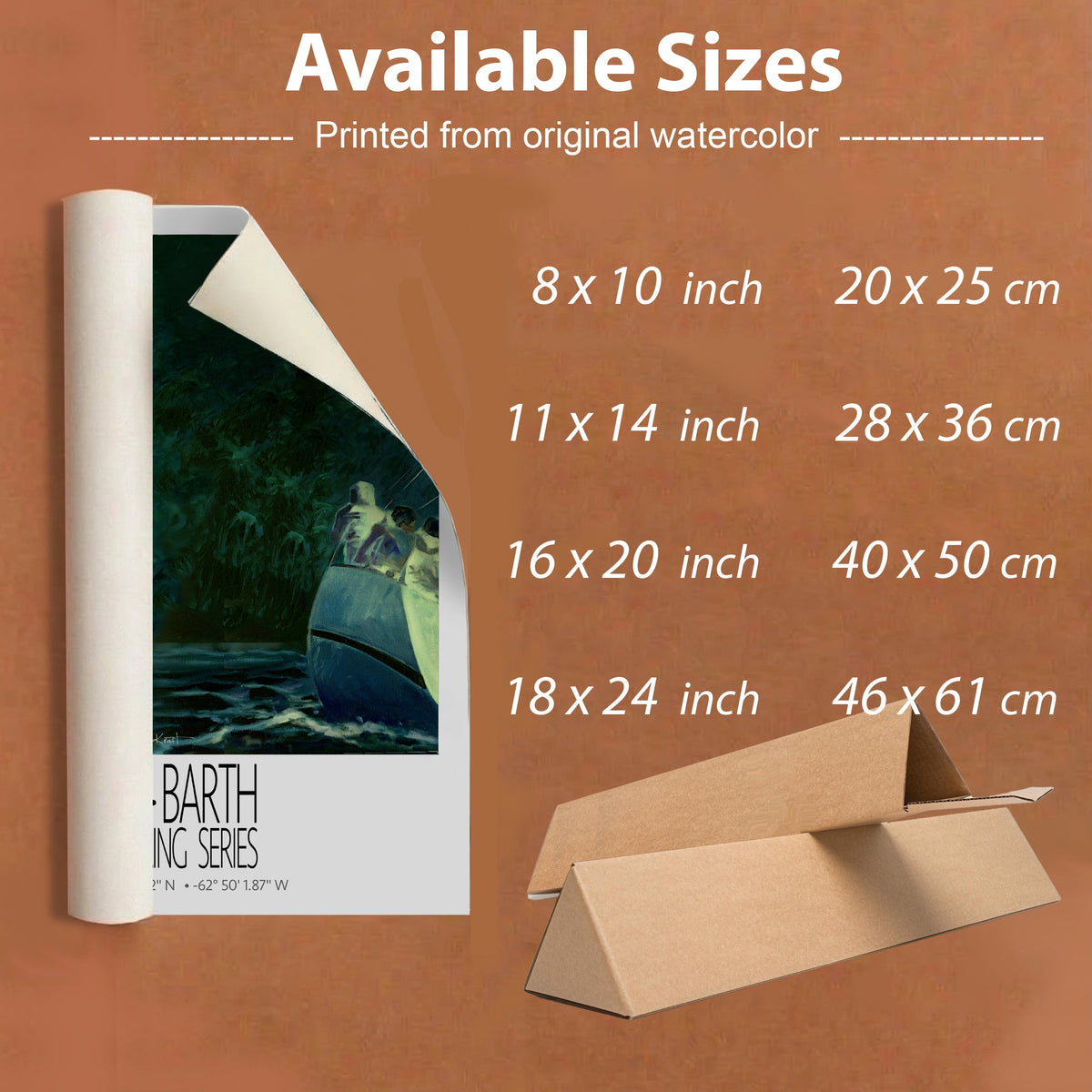 Night Regatta – unframed sizes information – unframed St Barth sailing wall art
