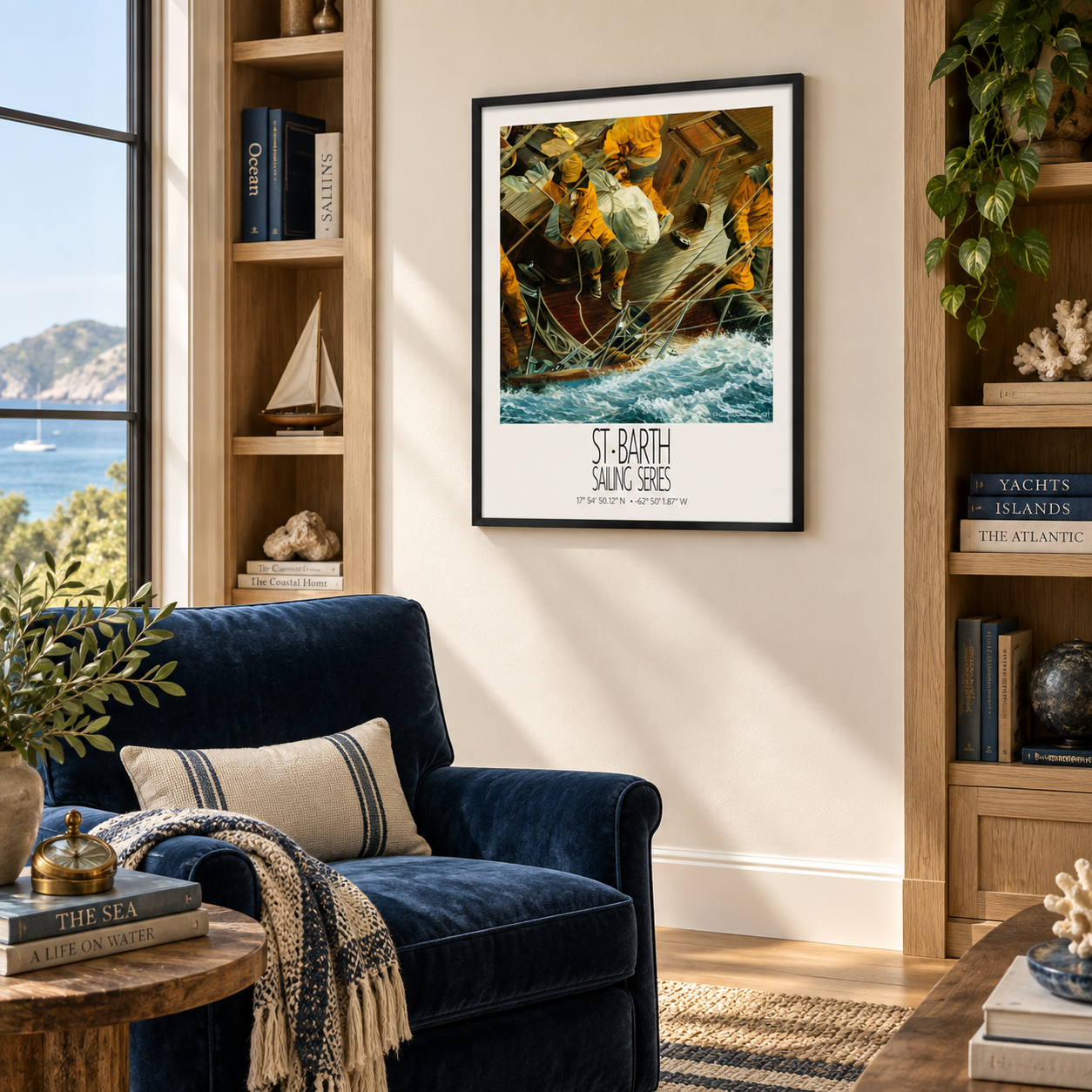 On Deck – interior ambience 1 – unframed St Barth sailing wall art
