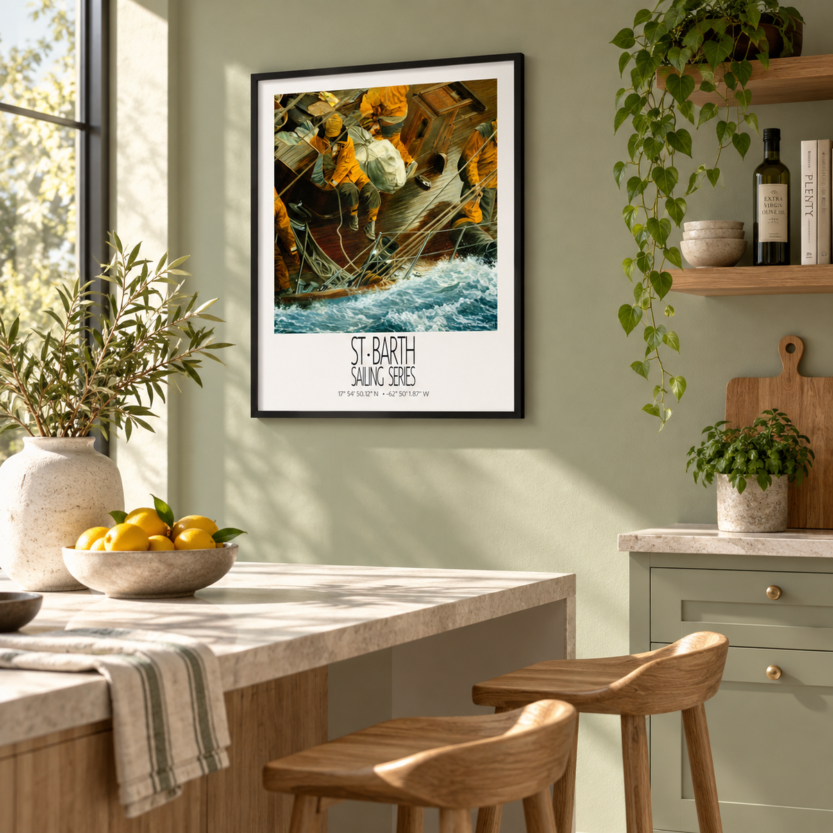 On Deck – interior ambience 2 – unframed St Barth sailing wall art