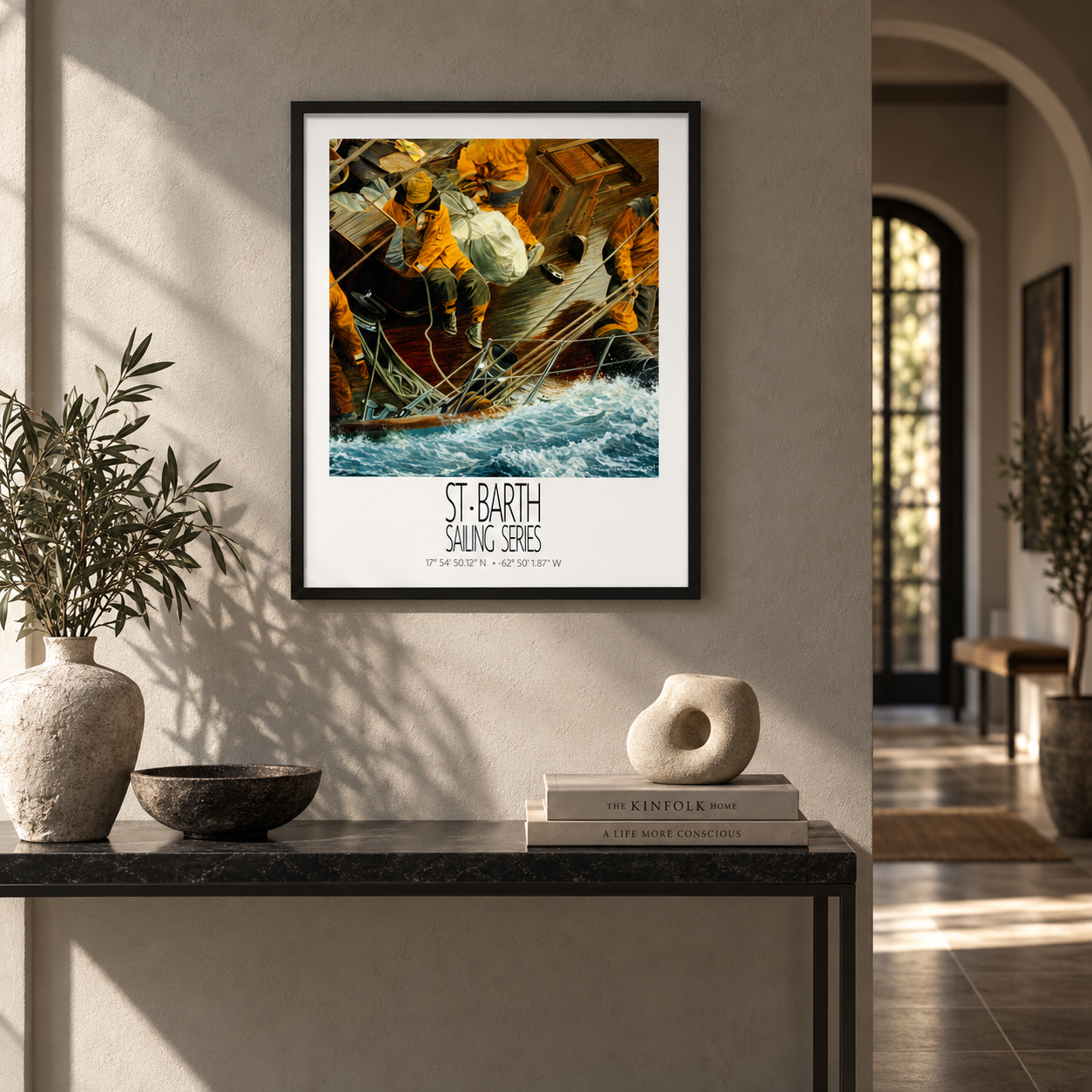On Deck – interior ambience 3 – framed St Barth sailing wall art