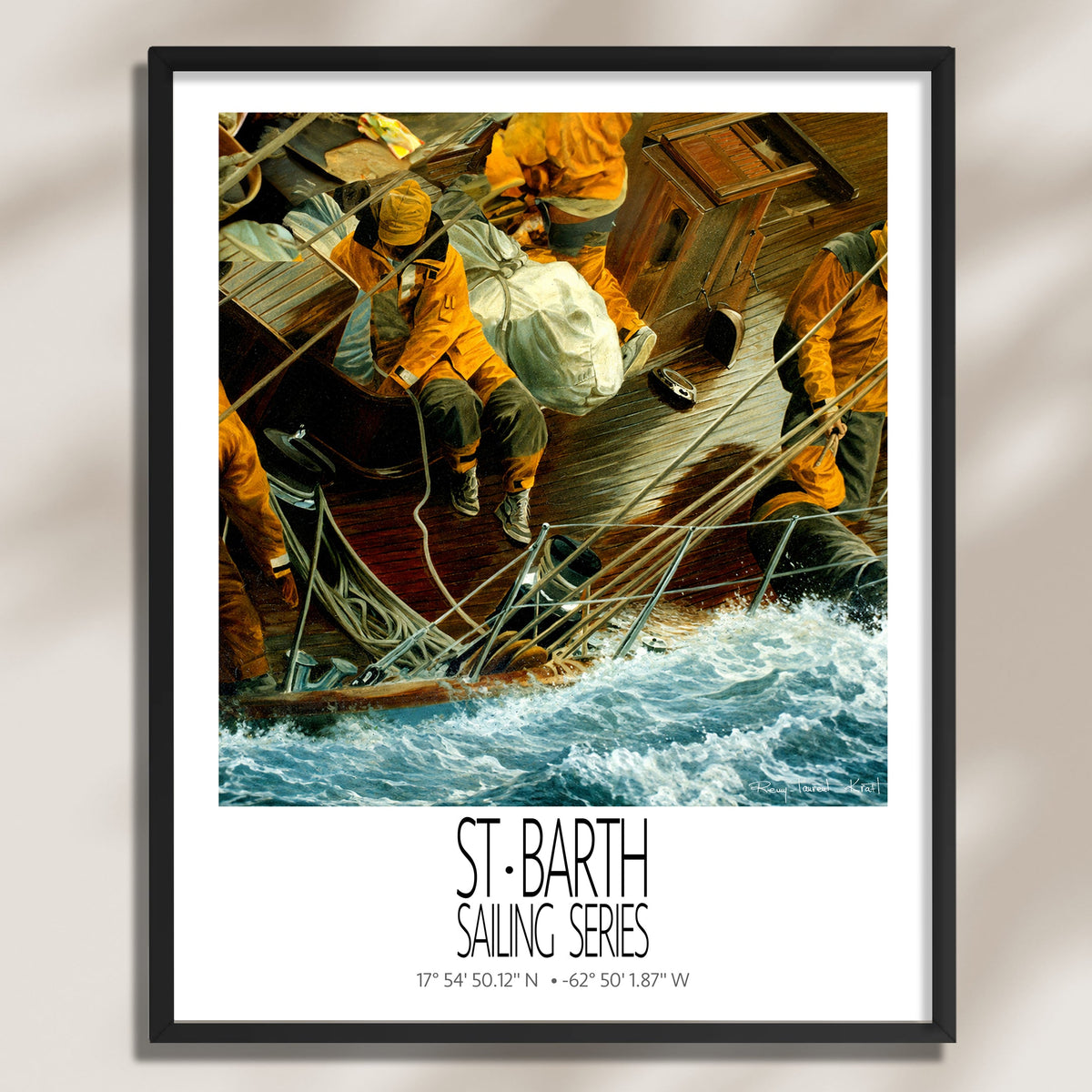 On Deck – product view on a light background – framed St Barth sailing wall art