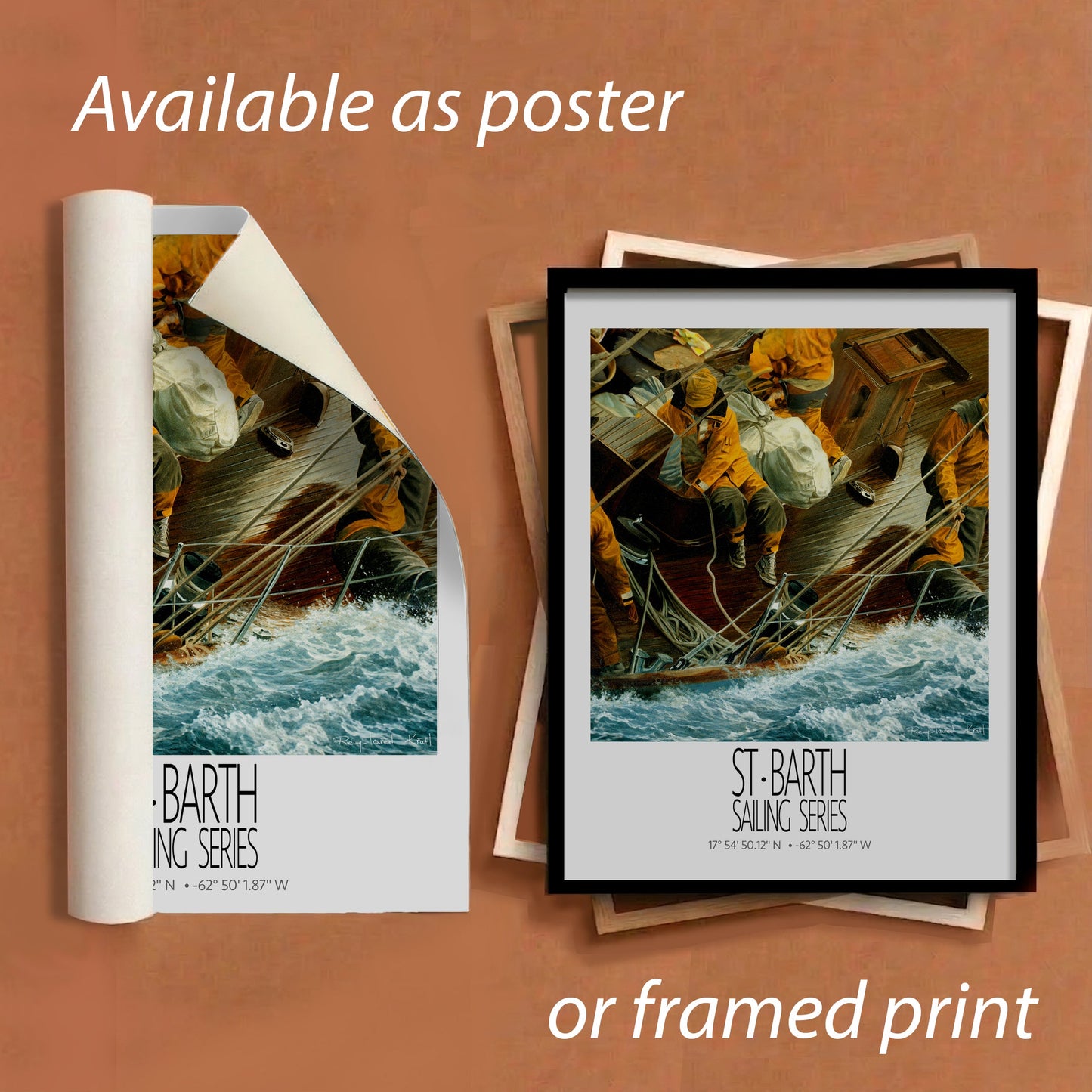 On Deck – framed and unframed versions information – unframed St Barth sailing wall art