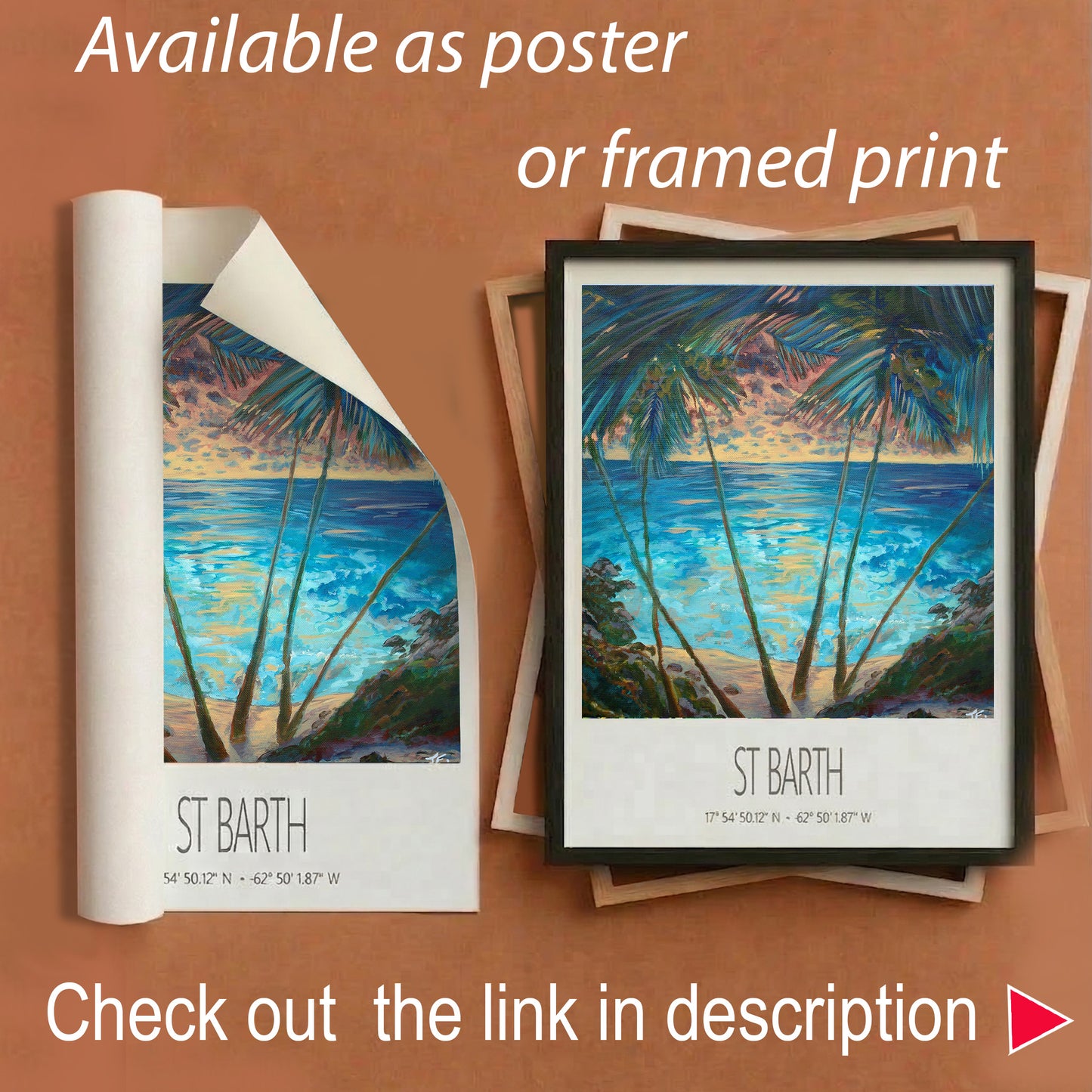 Art Print – St Barth – Cocos – Acrylic Print – Travel Poster – Caribbean Wall Art